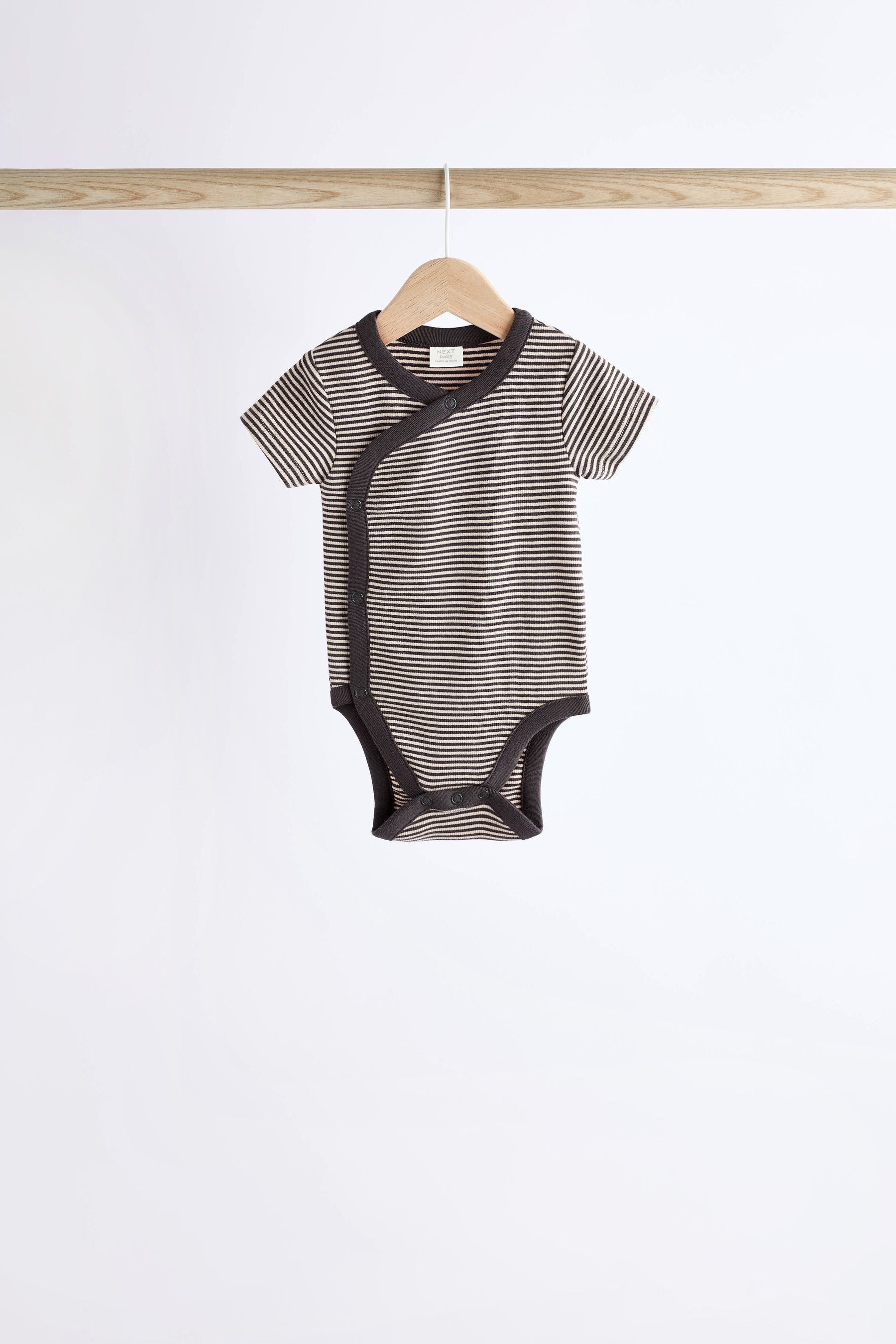 Monochrome Stripe Baby Rib Wrap Bodysuits And Shorts Set 4 Pack (0mths-2yrs)