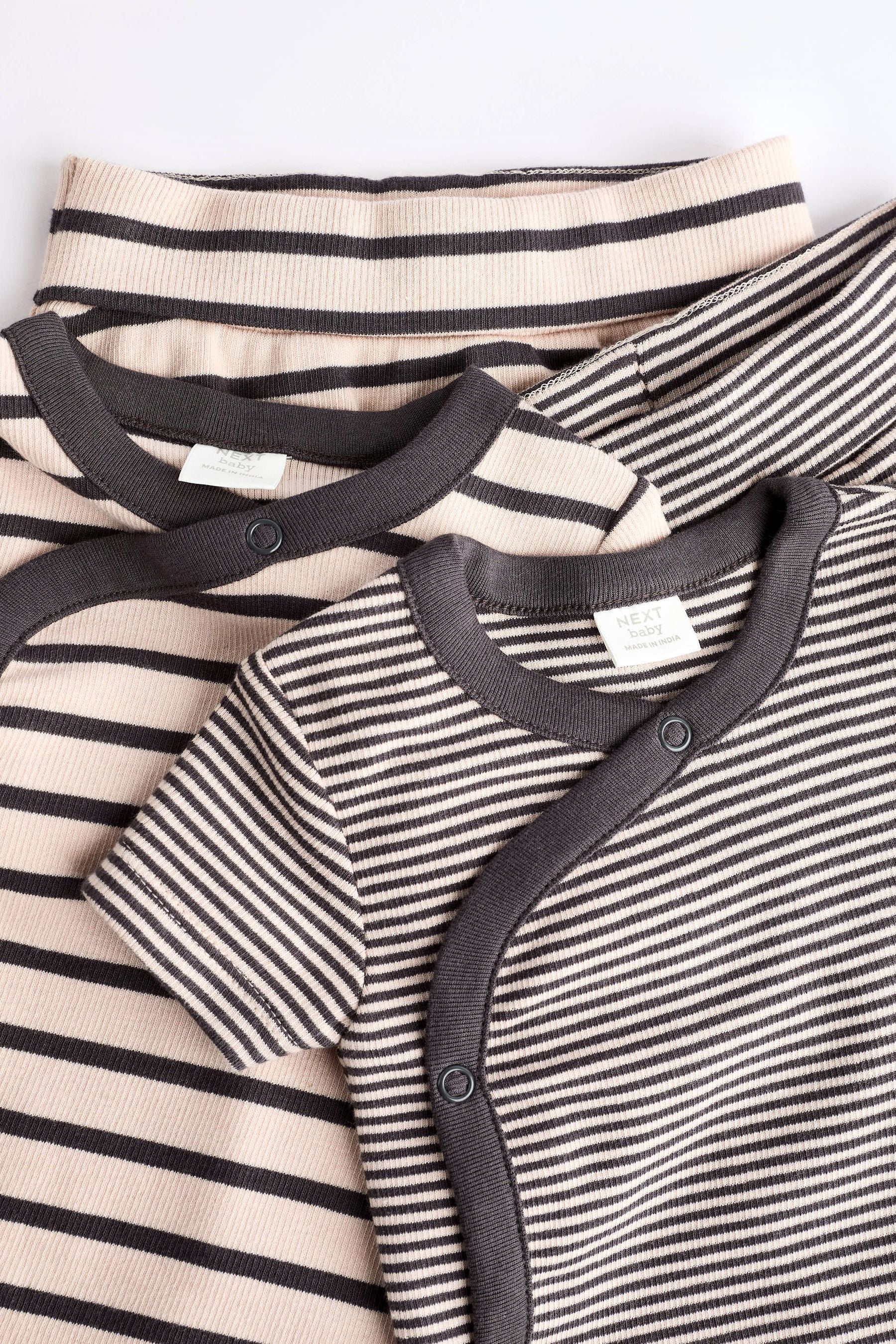 Monochrome Stripe Baby Rib Wrap Bodysuits And Shorts Set 4 Pack (0mths-2yrs)