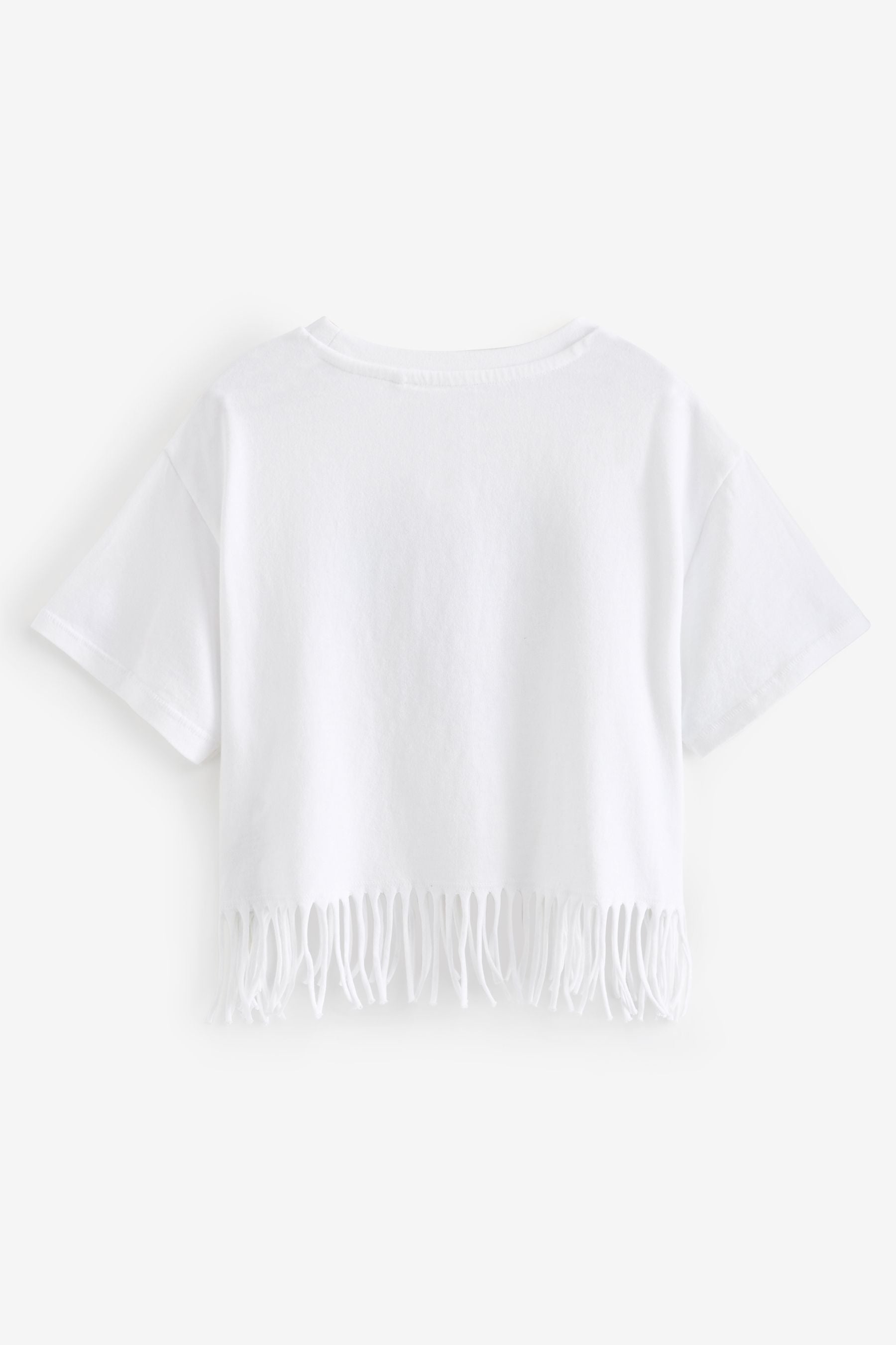 Ecru White 100% Cotton Sequin Heart T-Shirt (3-16yrs)