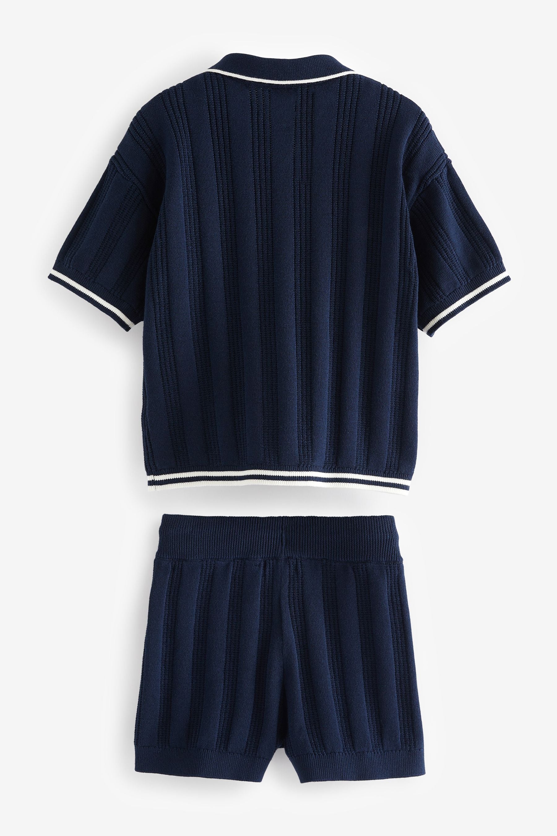 Navy Knitted Shirt and Shorts Set (3mths-10yrs)