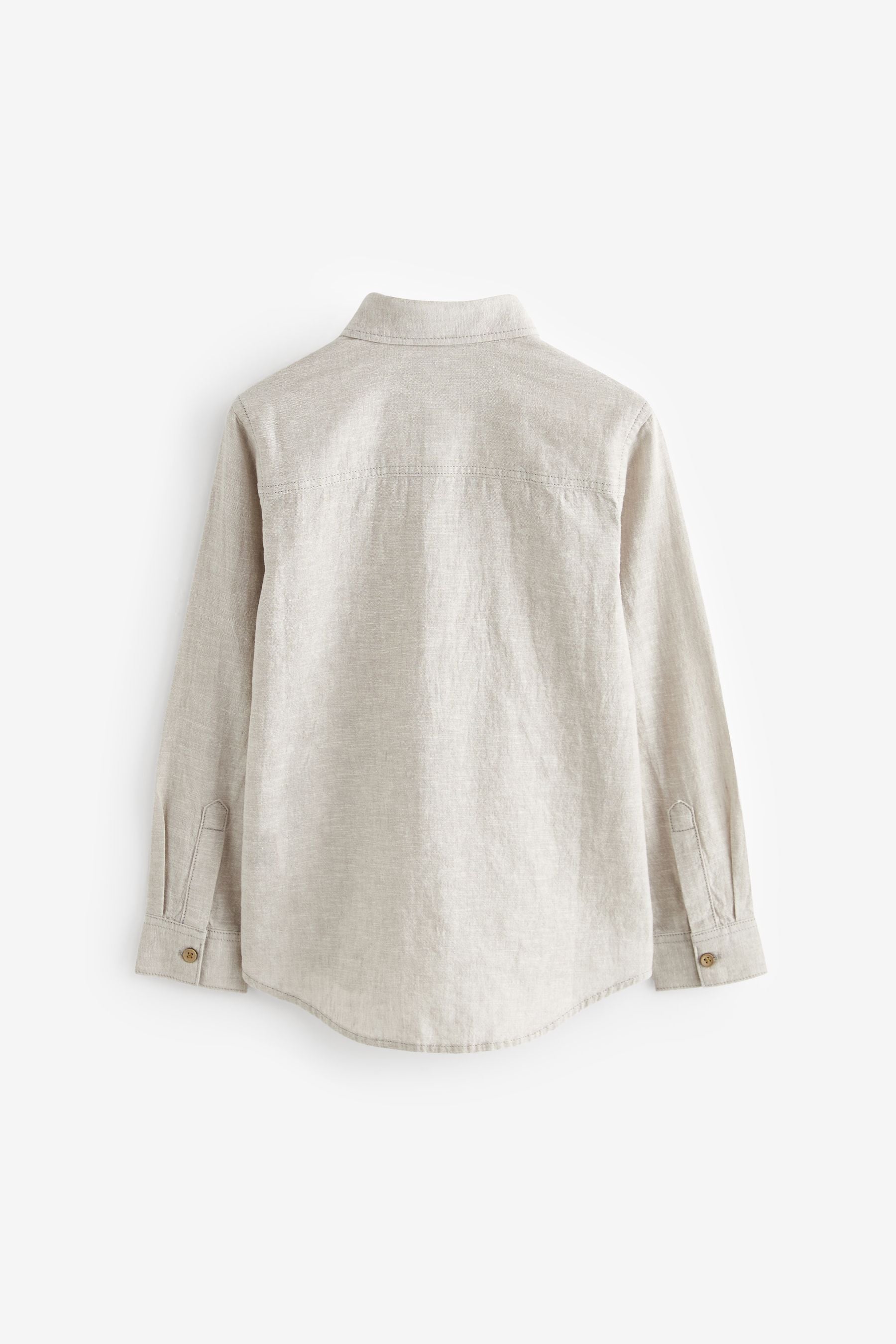 Neutral Linen Blend Long Sleeve Shirt (3-16yrs)