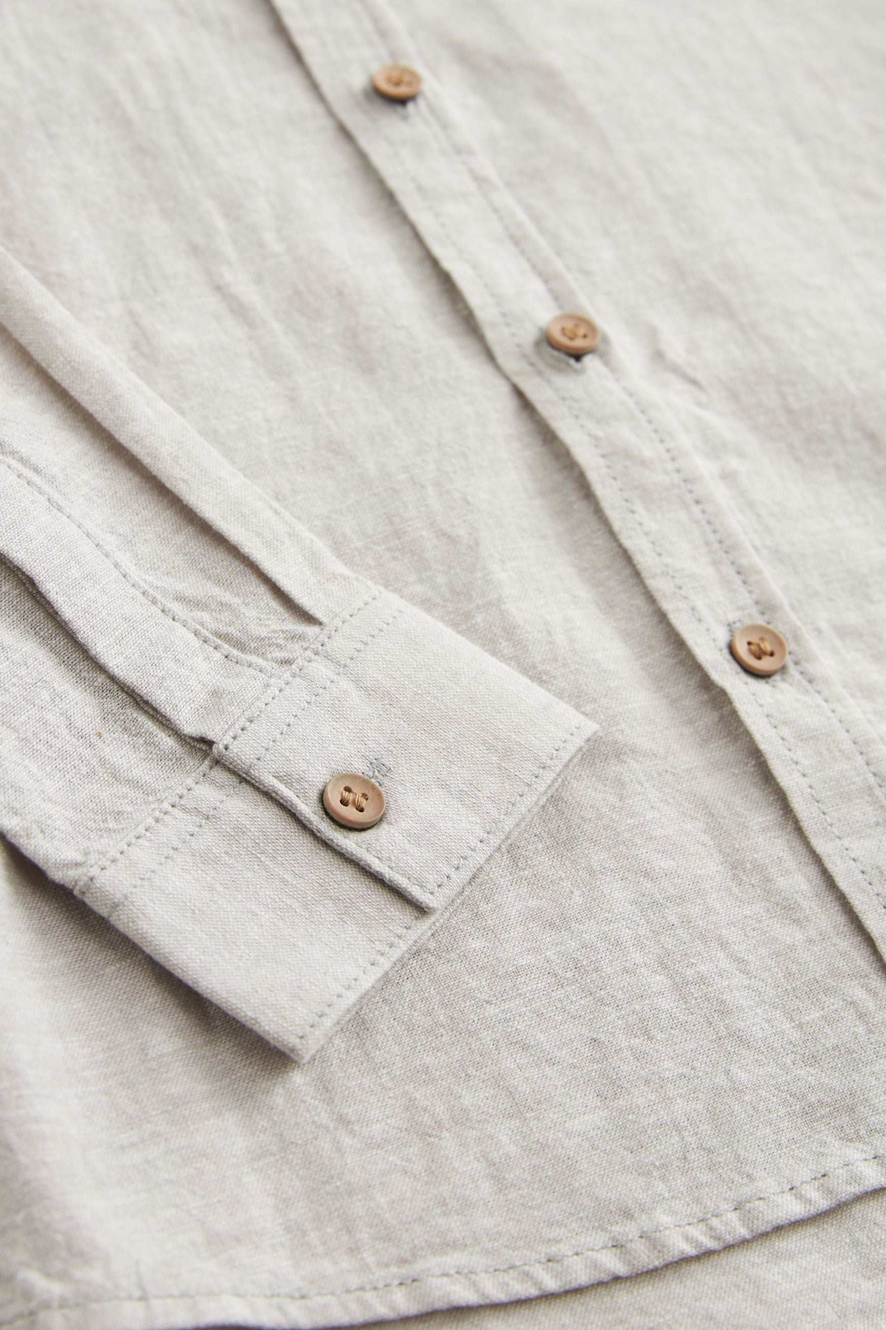 Neutral Linen Blend Long Sleeve Shirt (3-16yrs)