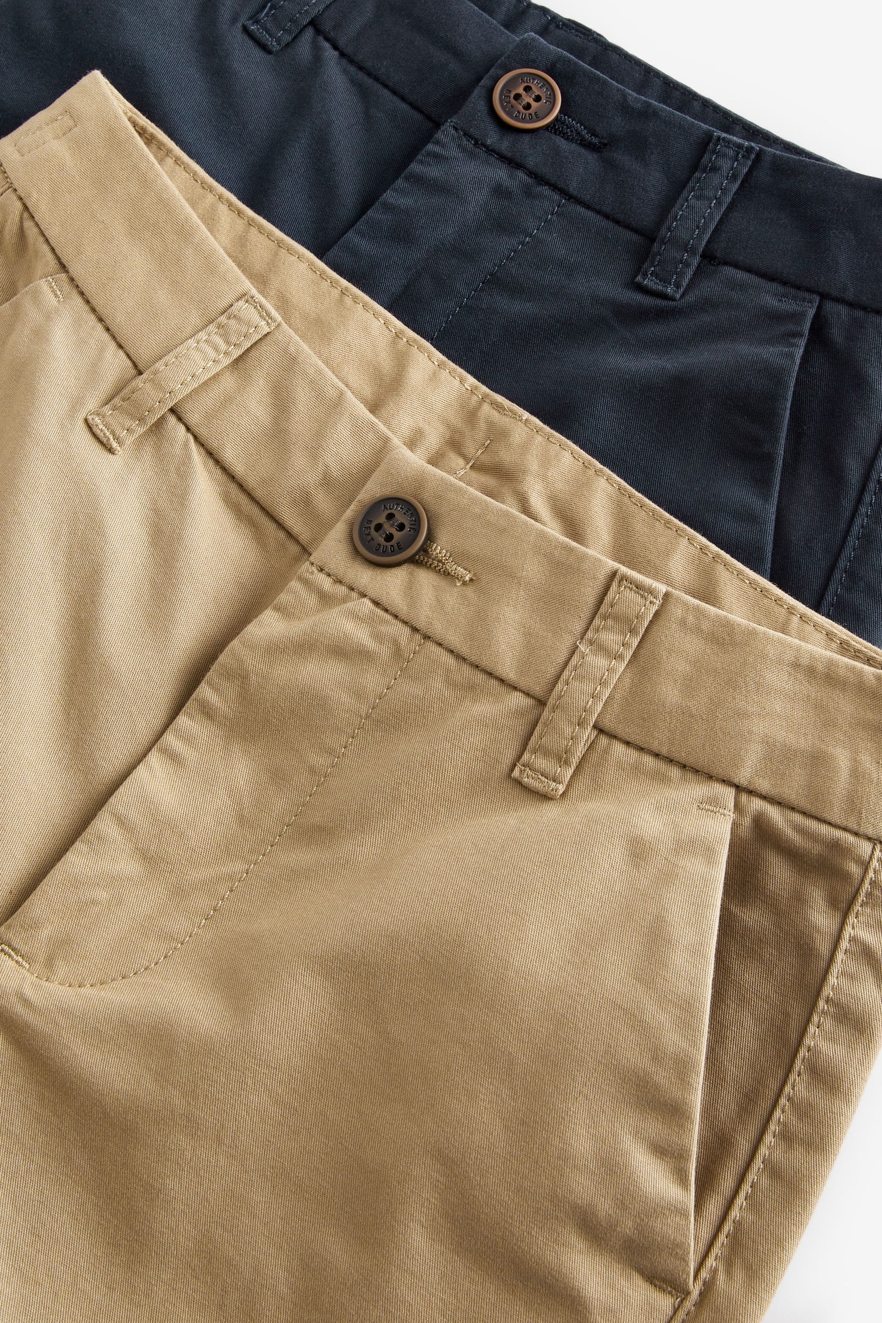 Navy/Stone 100% Cotton Chino Shorts 2 Pack (3-16yrs)