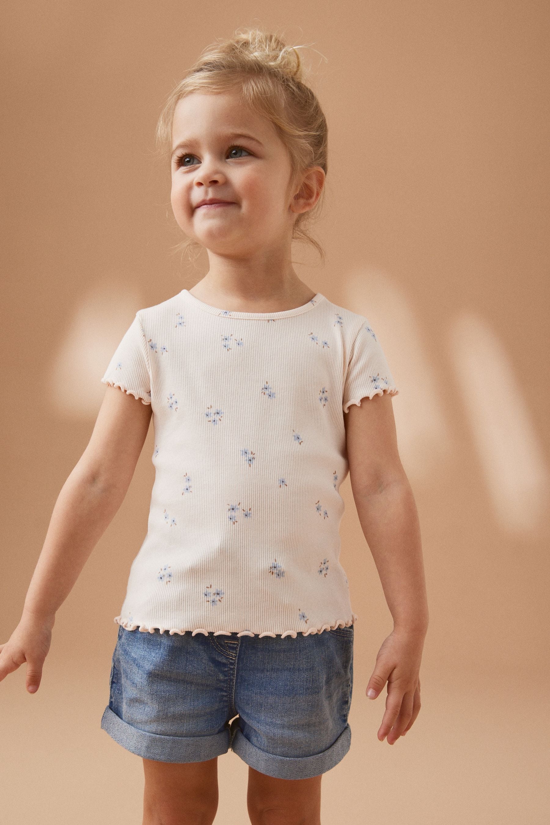 Ditsy Floral Short Sleeve Rib Top (3mths-7yrs)