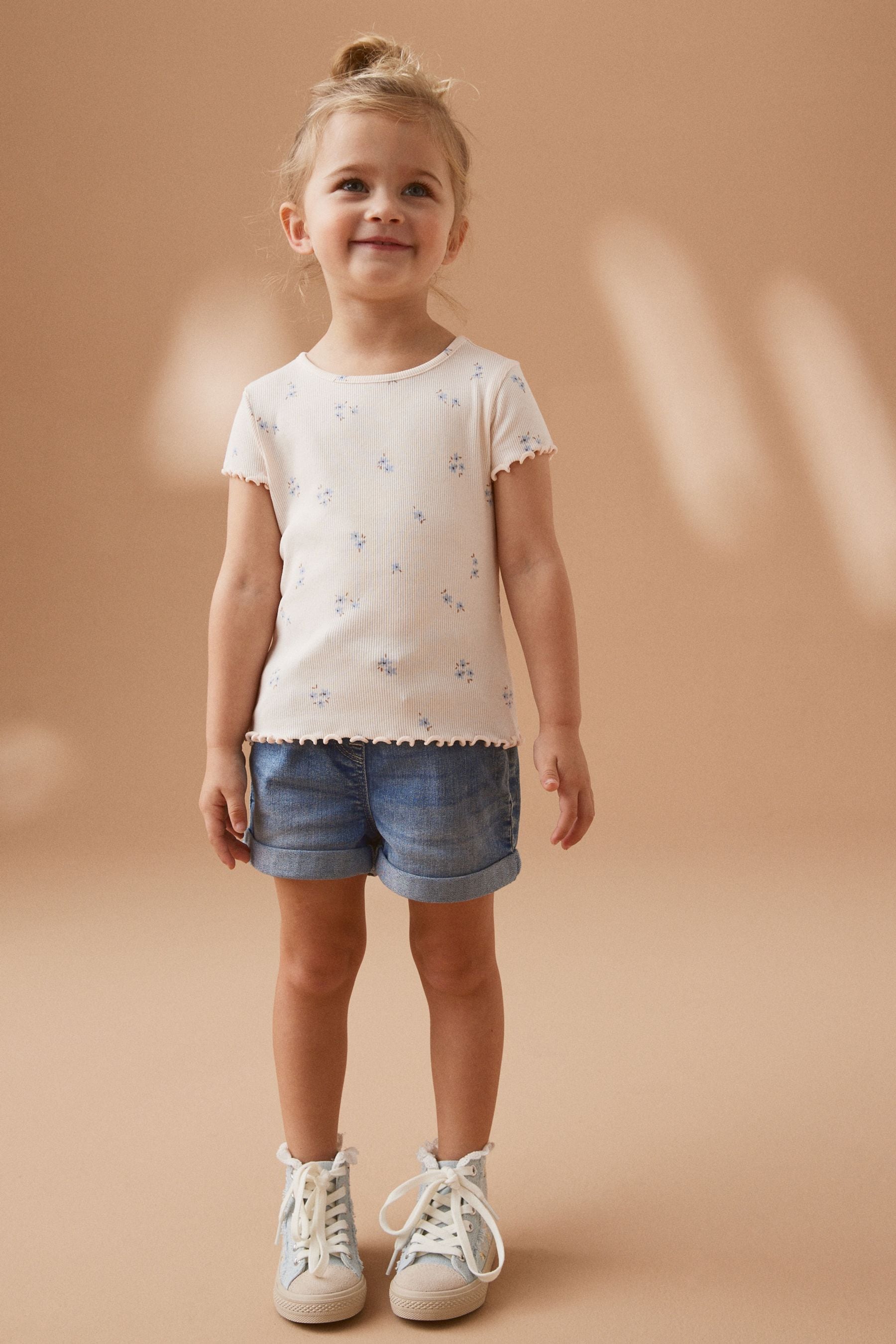 Ditsy Floral Short Sleeve Rib Top (3mths-7yrs)