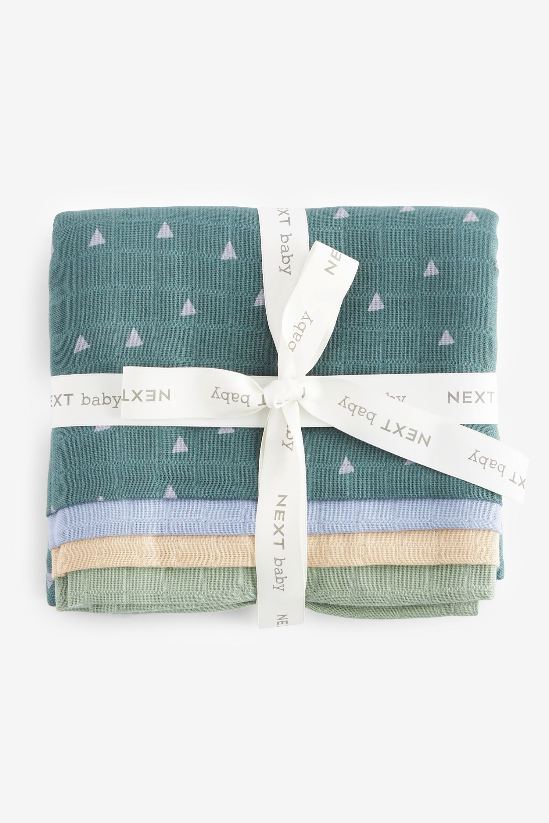 Blue/Green Baby Muslin Cloths 4 Packs