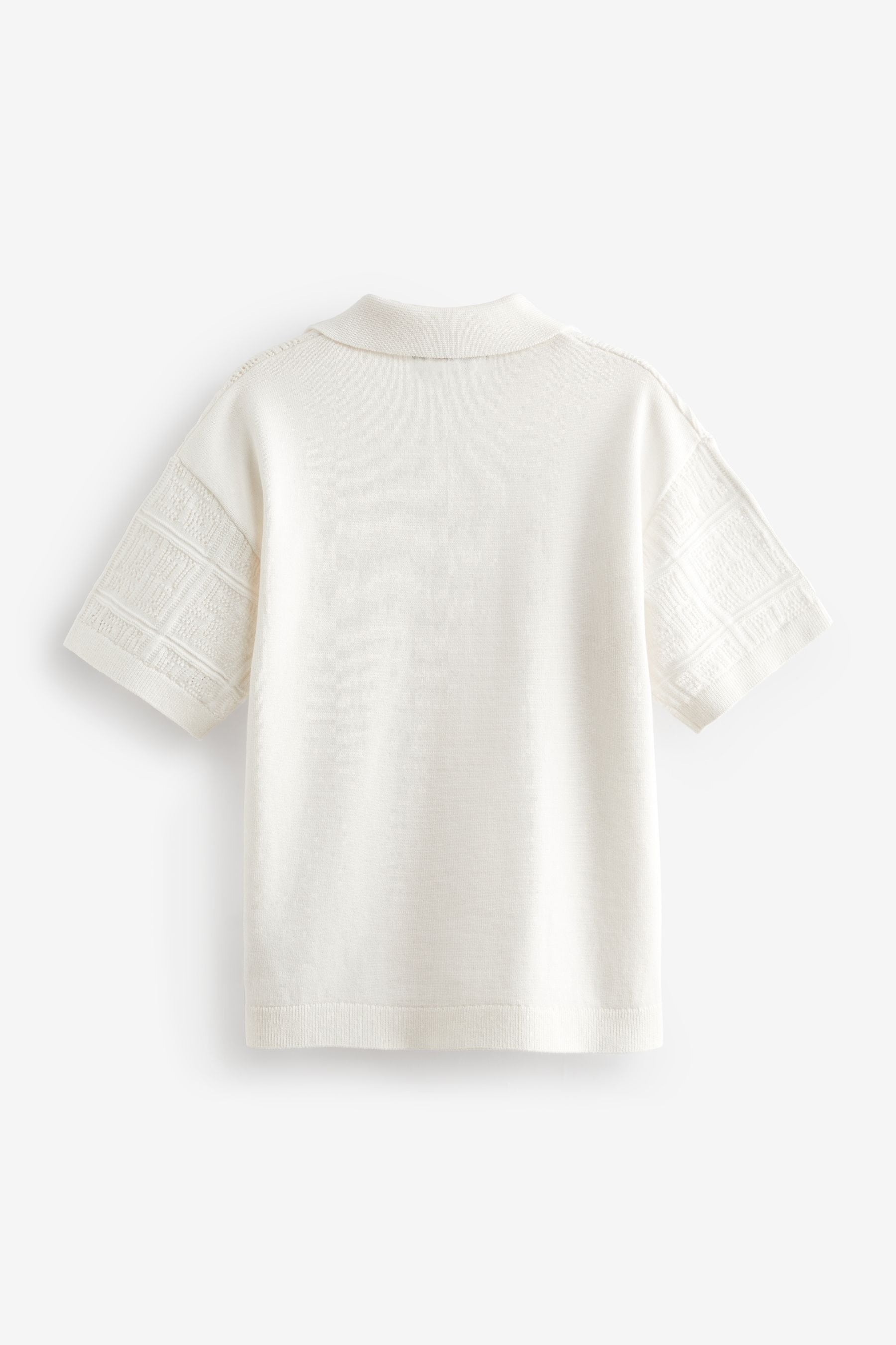 White Short Sleeve Textured Knit Shirt (3-16yrs)