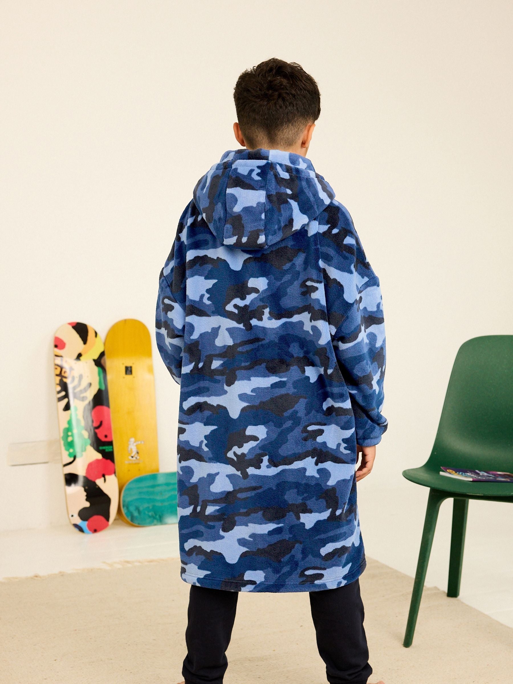 Navy Blue Camouflage Hooded Blanket (3-16yrs)