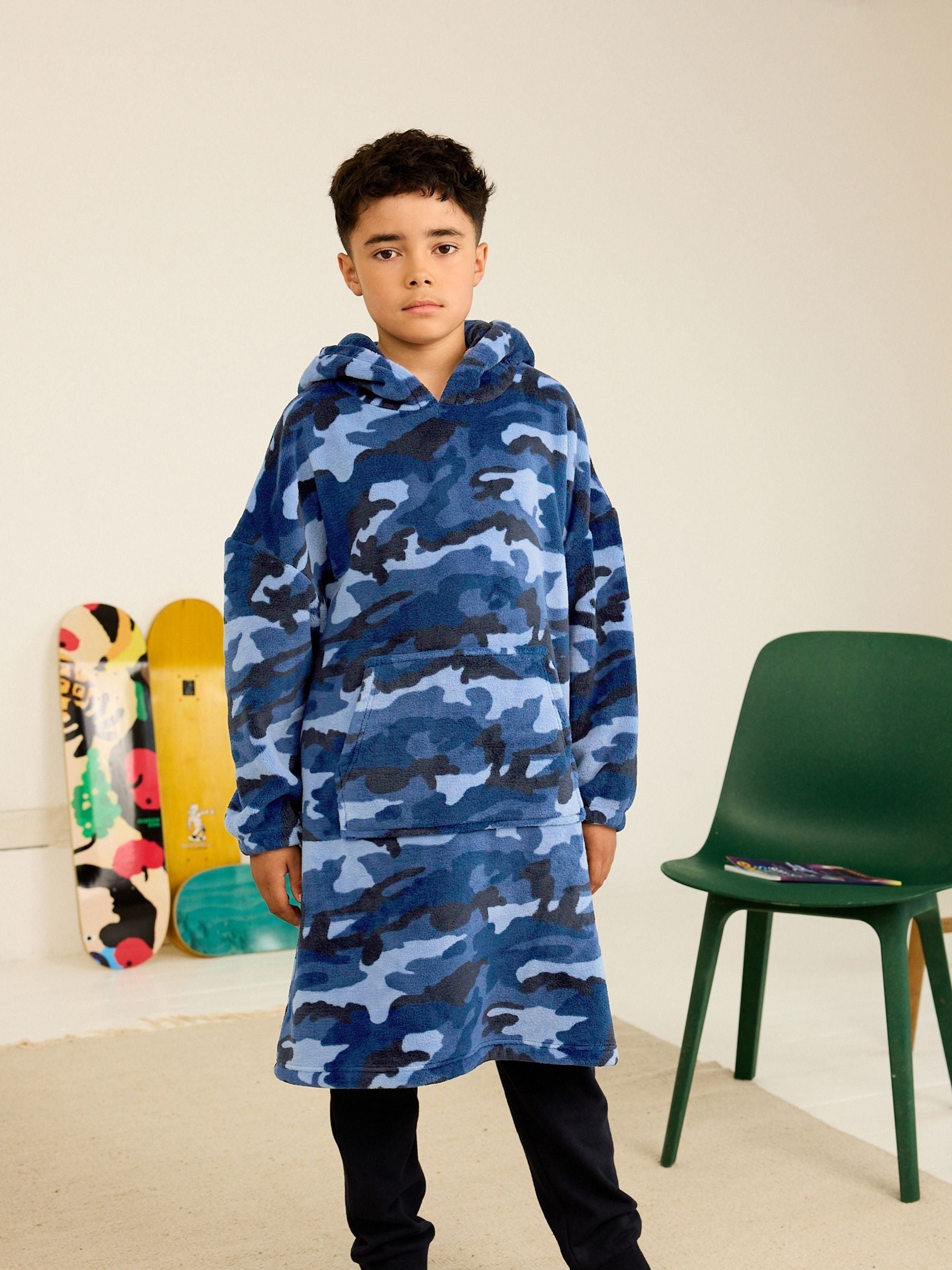 Navy Blue Camouflage Hooded Blanket (3-16yrs)