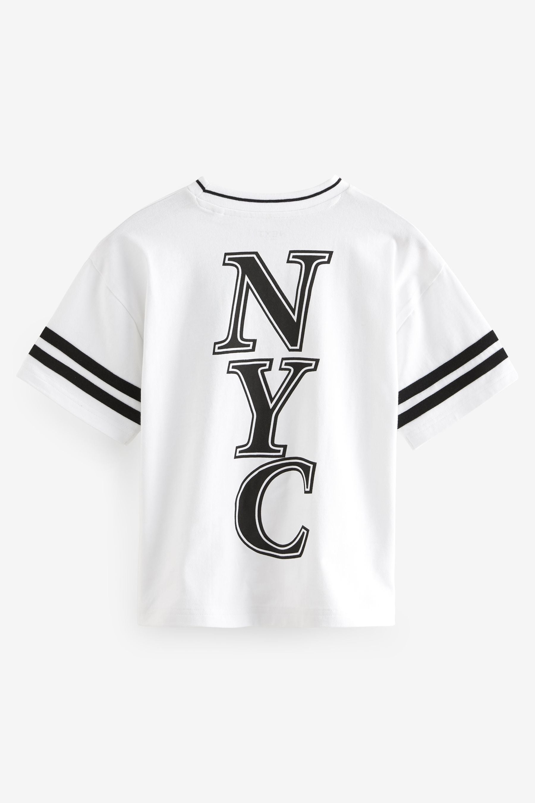 White Short Sleeve Oversized Fit Varsity T-Shirt (3-16yrs)