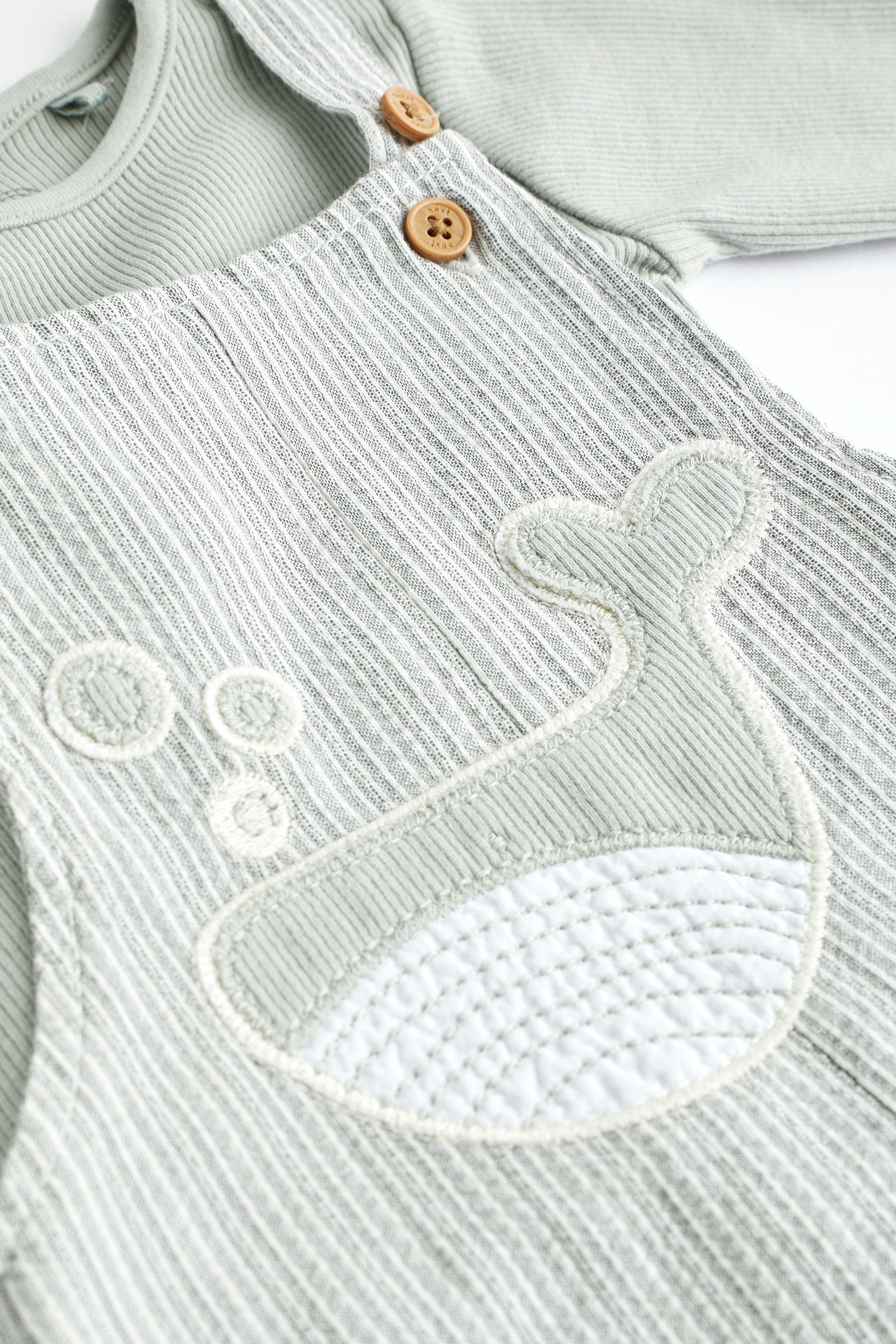 Grey Whale Woven Baby Dungarees And Bodysuit Set (0mths-2yrs)