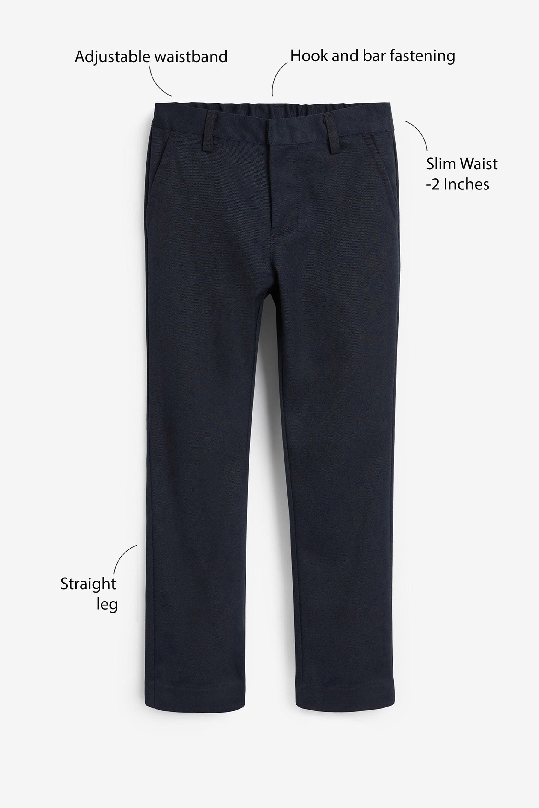 Navy Blue Regular Waist School Formal Straight Trousers (3-17yrs)