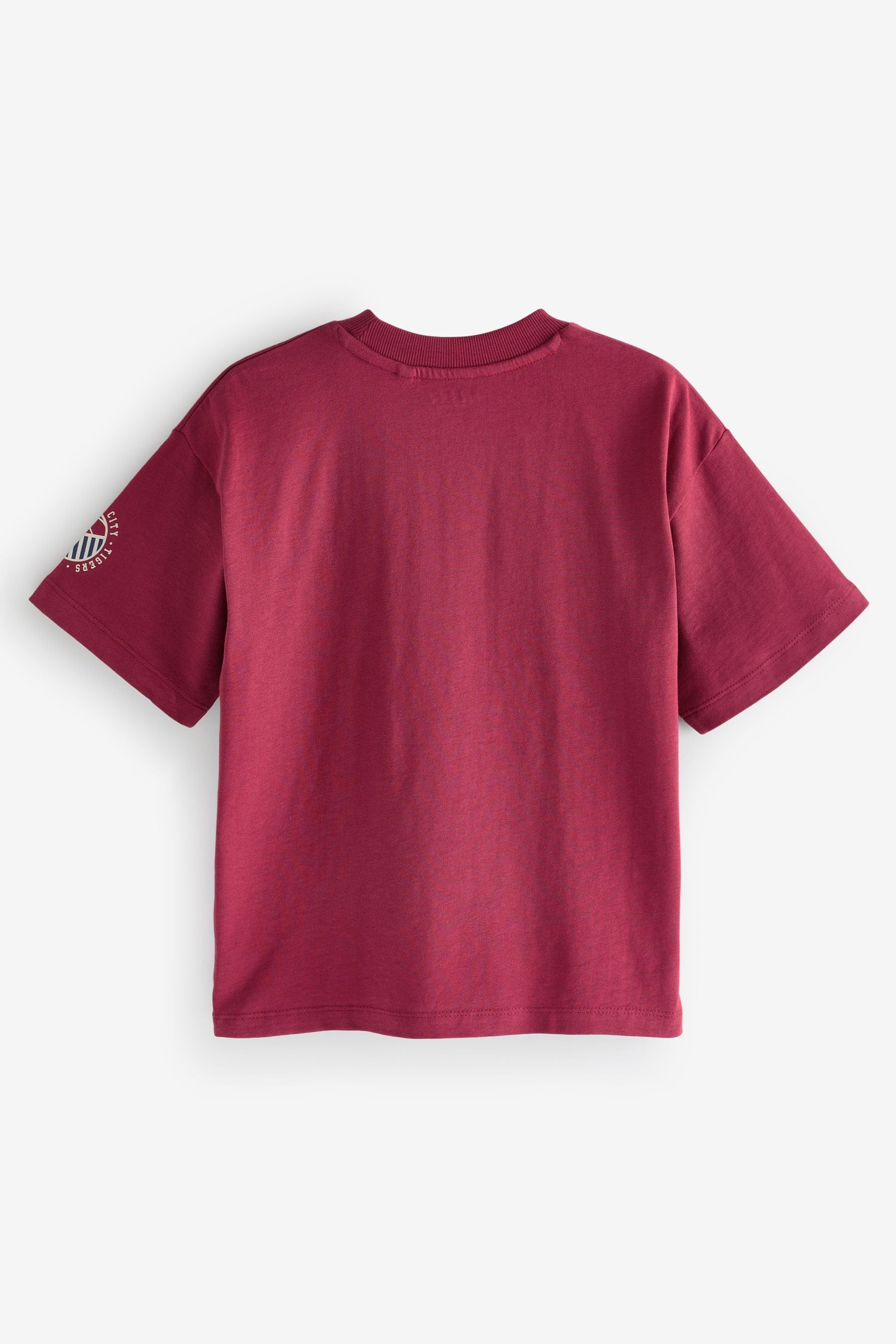 Burgundy Red Short Sleeve Varsity 100% Cotton T-Shirt (3-16yrs)