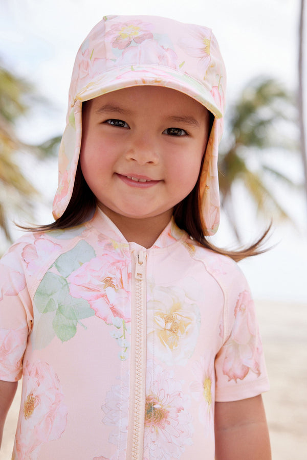 Pink Floral Swim Legionnaire Hat (3mths-10yrs)