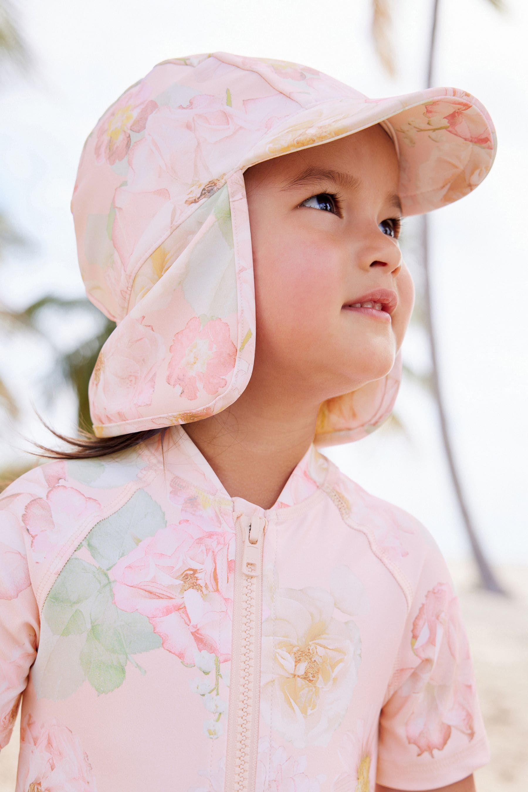 Pink Floral Swim Legionnaire Hat (3mths-10yrs)