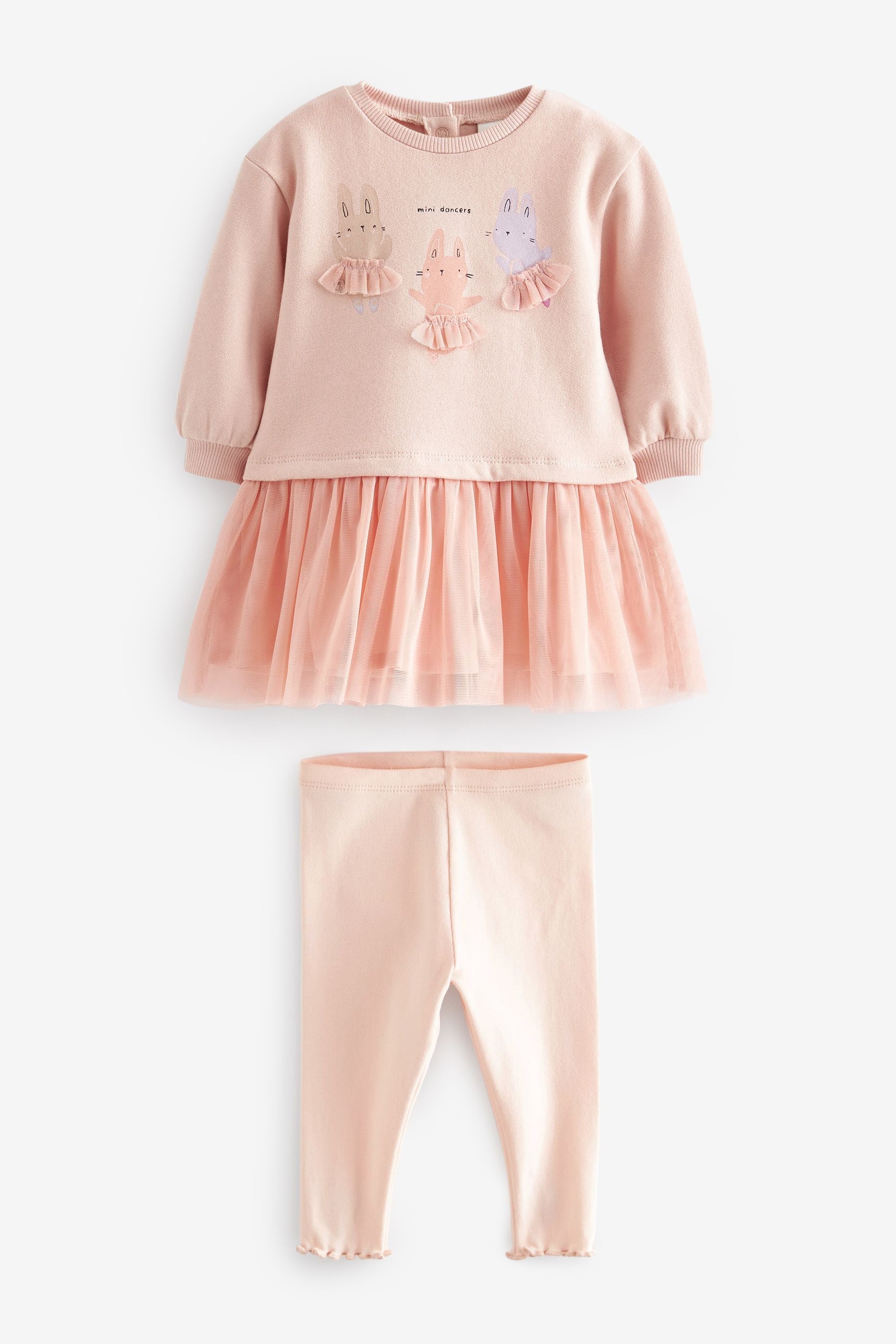 Pink Bunny Baby Tutu Sweatshirt And Leggings 2 Piece Set