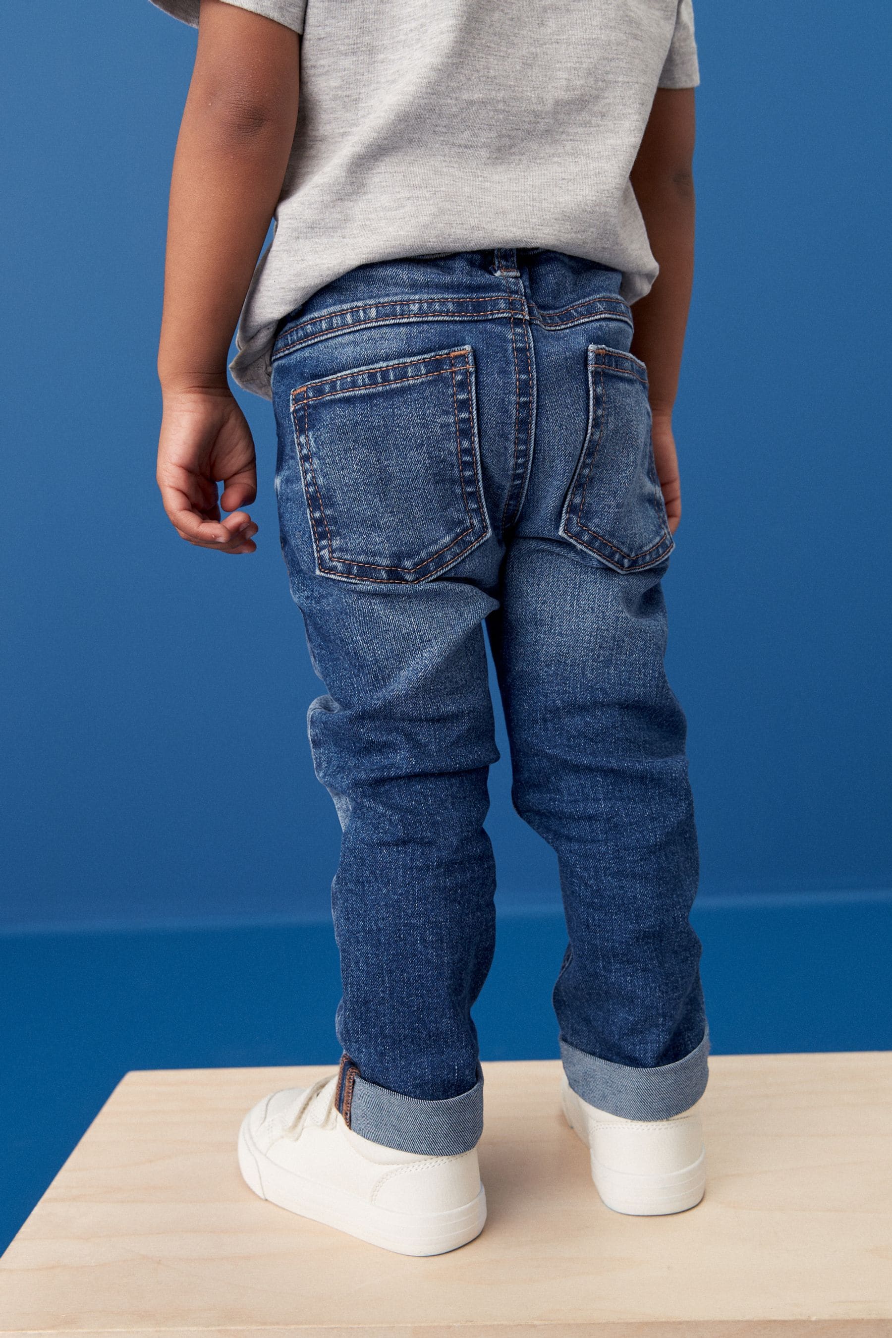 Mid Blue Denim 100% Cotton Distressed Jeans (3mths-7yrs)