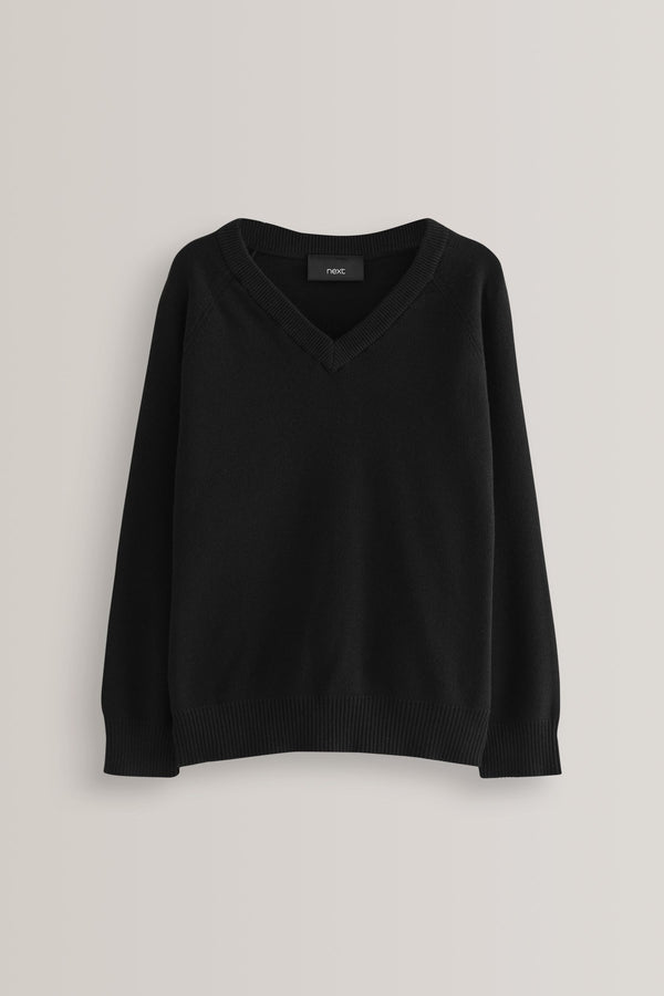 Black Knitted V-Neck School Jumper (3-18yrs)