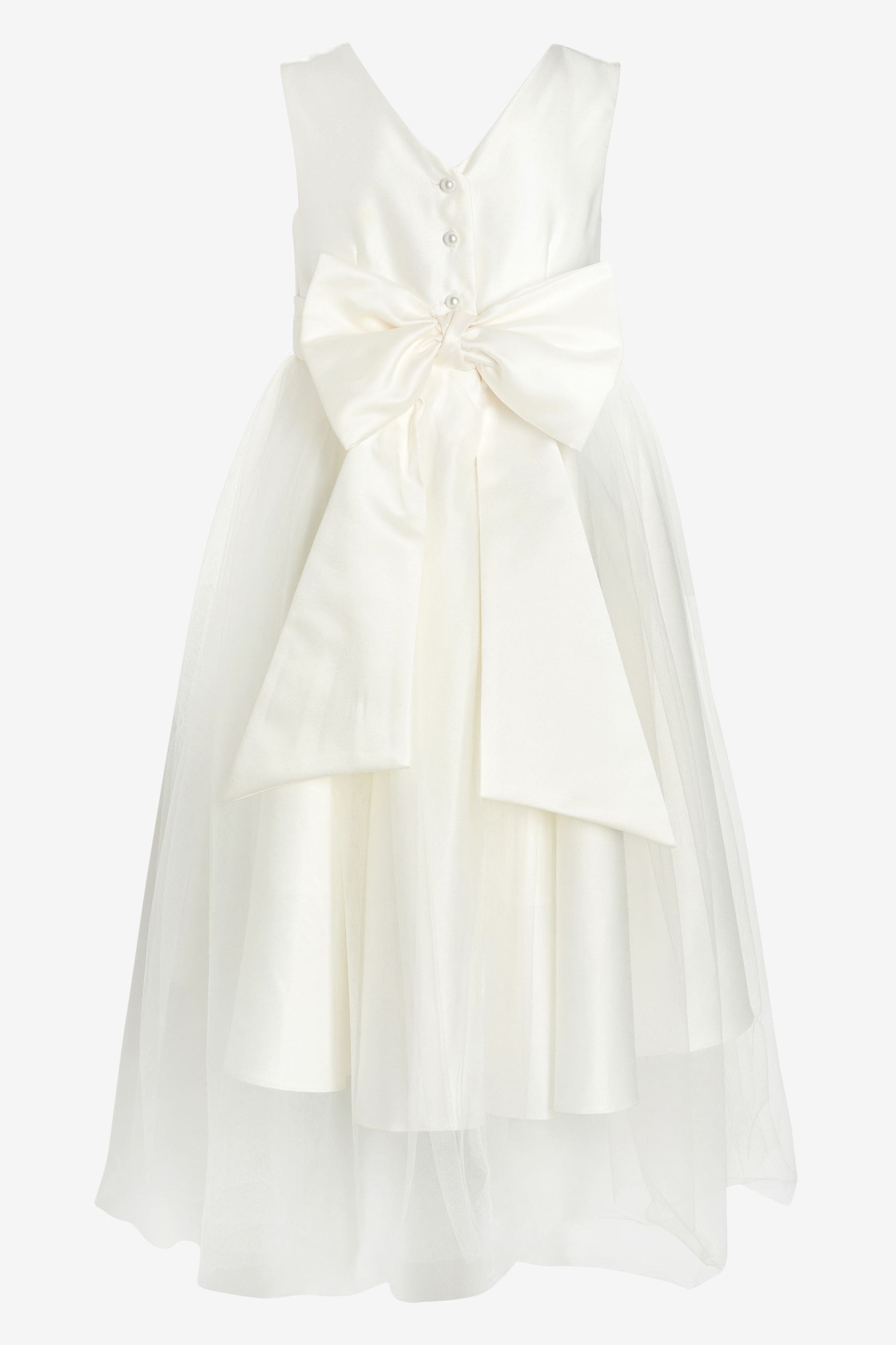 Ecru White Flower Girl Bow Dress (3mths-16yrs)