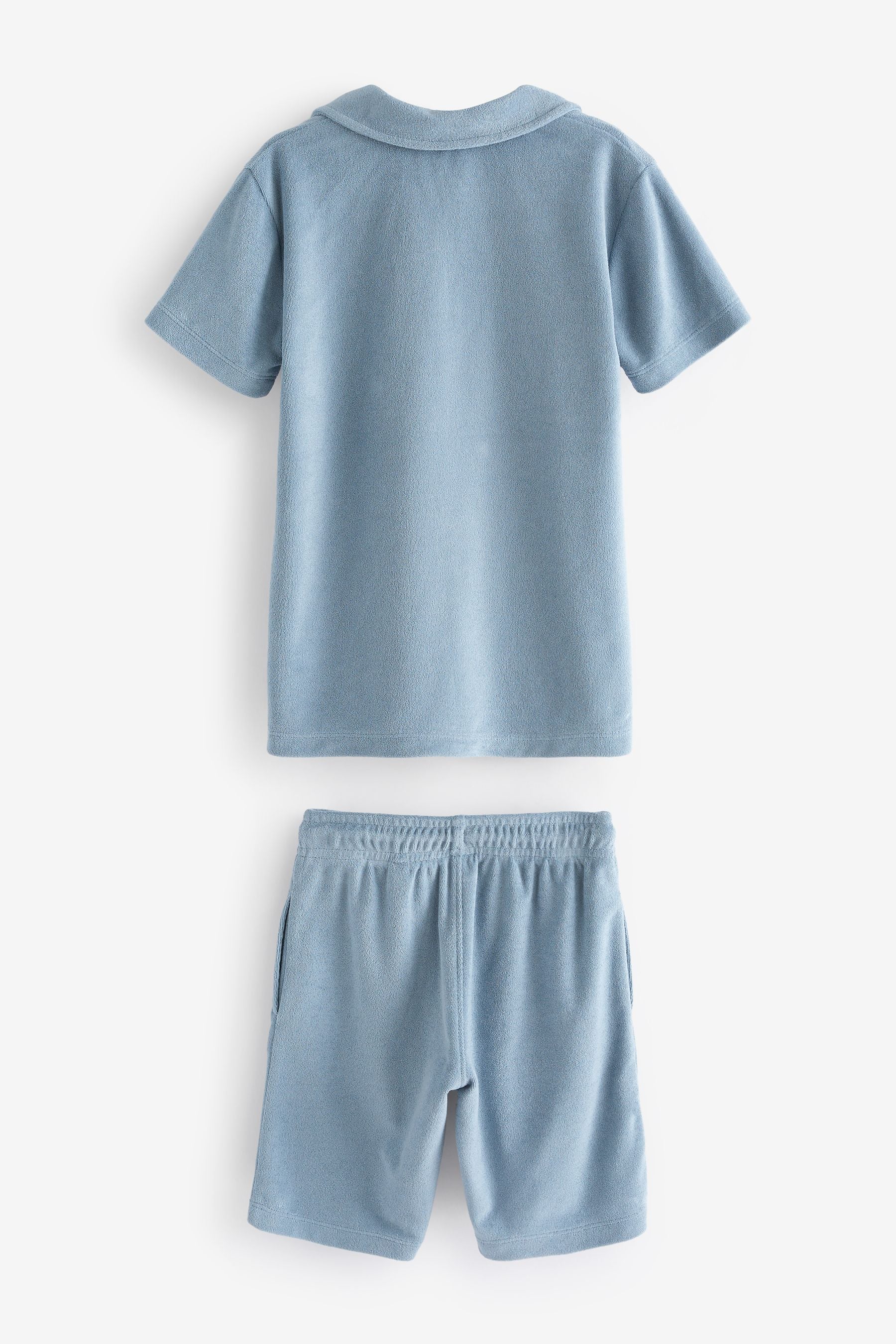 Mineral Blue Towelling Short Sleeve Shirt and Shorts Set (3-16yrs)