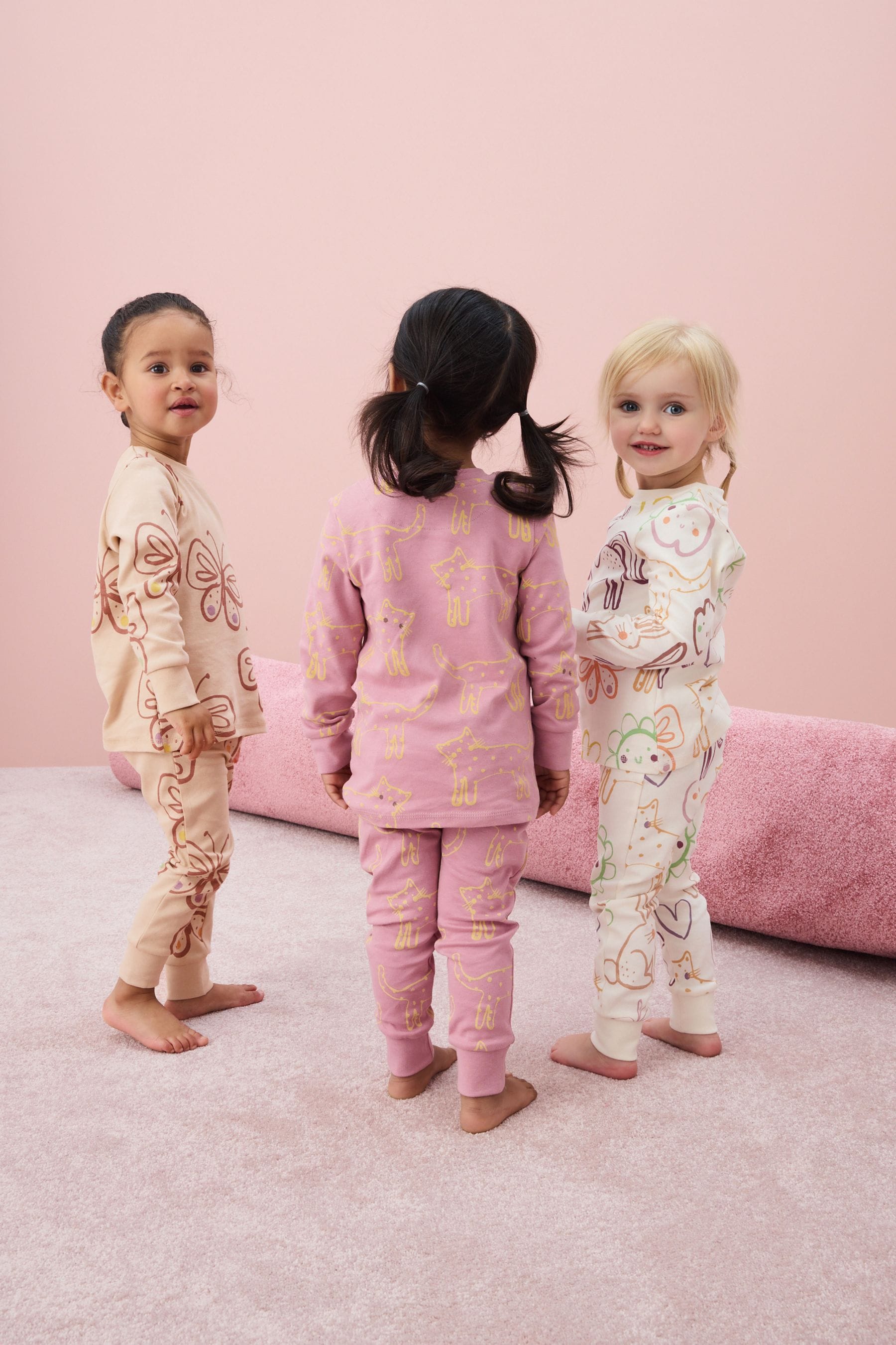 Neutral Character 3 Pack 100% Cotton Printed Snuggle Pyjamas (9mths-12yrs)