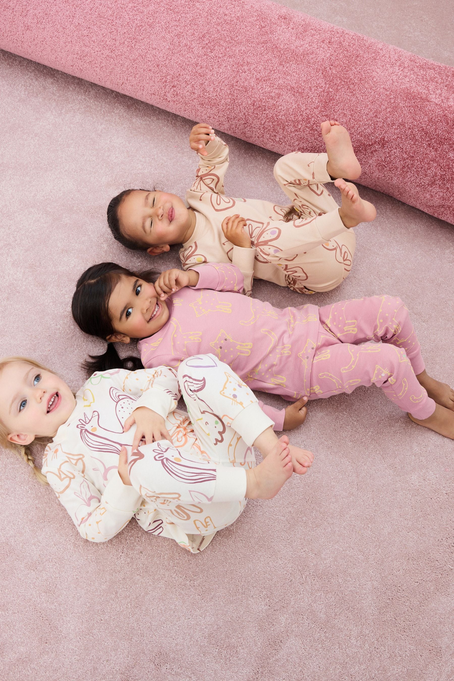 Neutral Character 3 Pack 100% Cotton Printed Snuggle Pyjamas (9mths-12yrs)