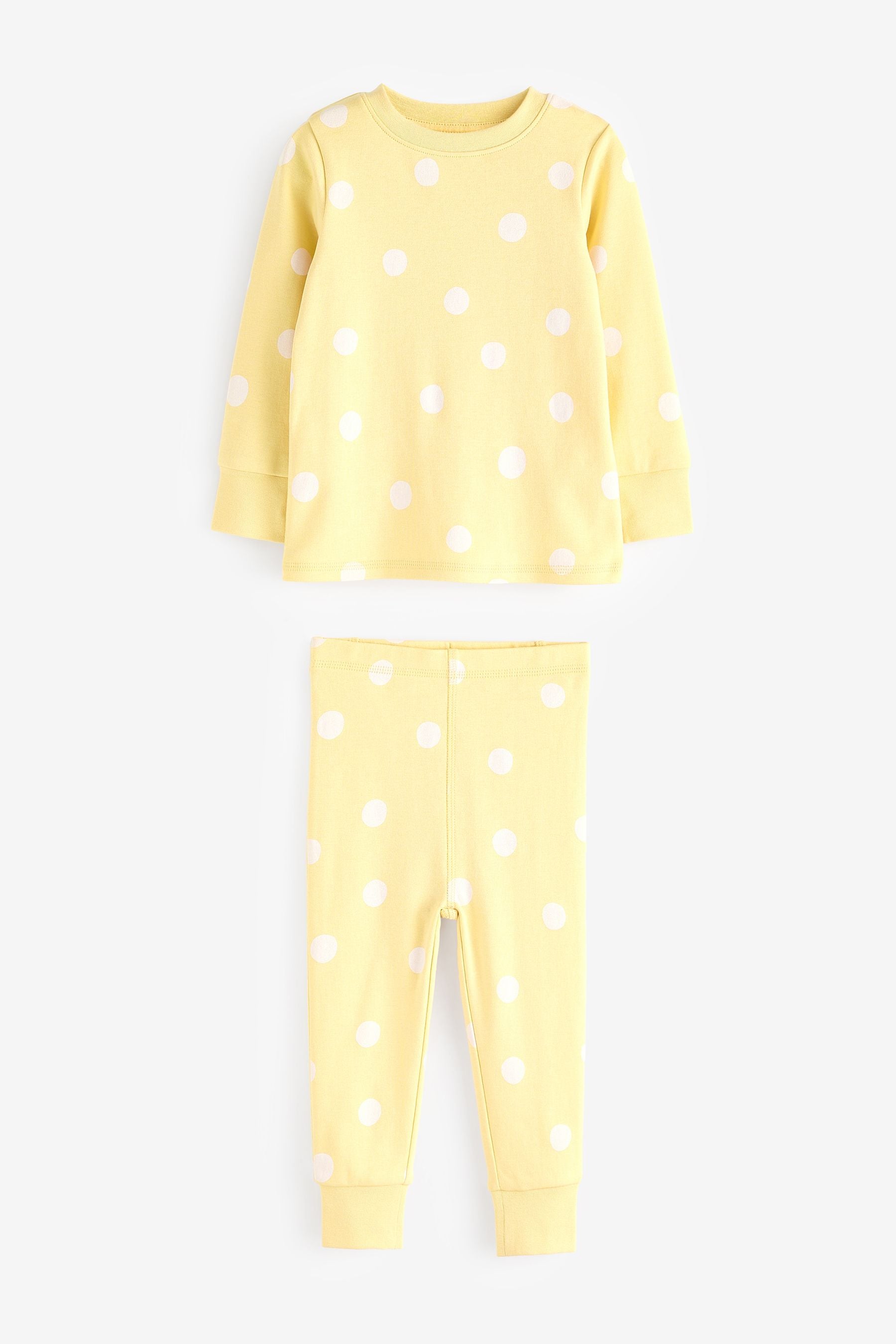 Neutral/Yellow Flower Heart Stampy 100% Cotton Pyjamas 3 Pack (9mths-16yrs)