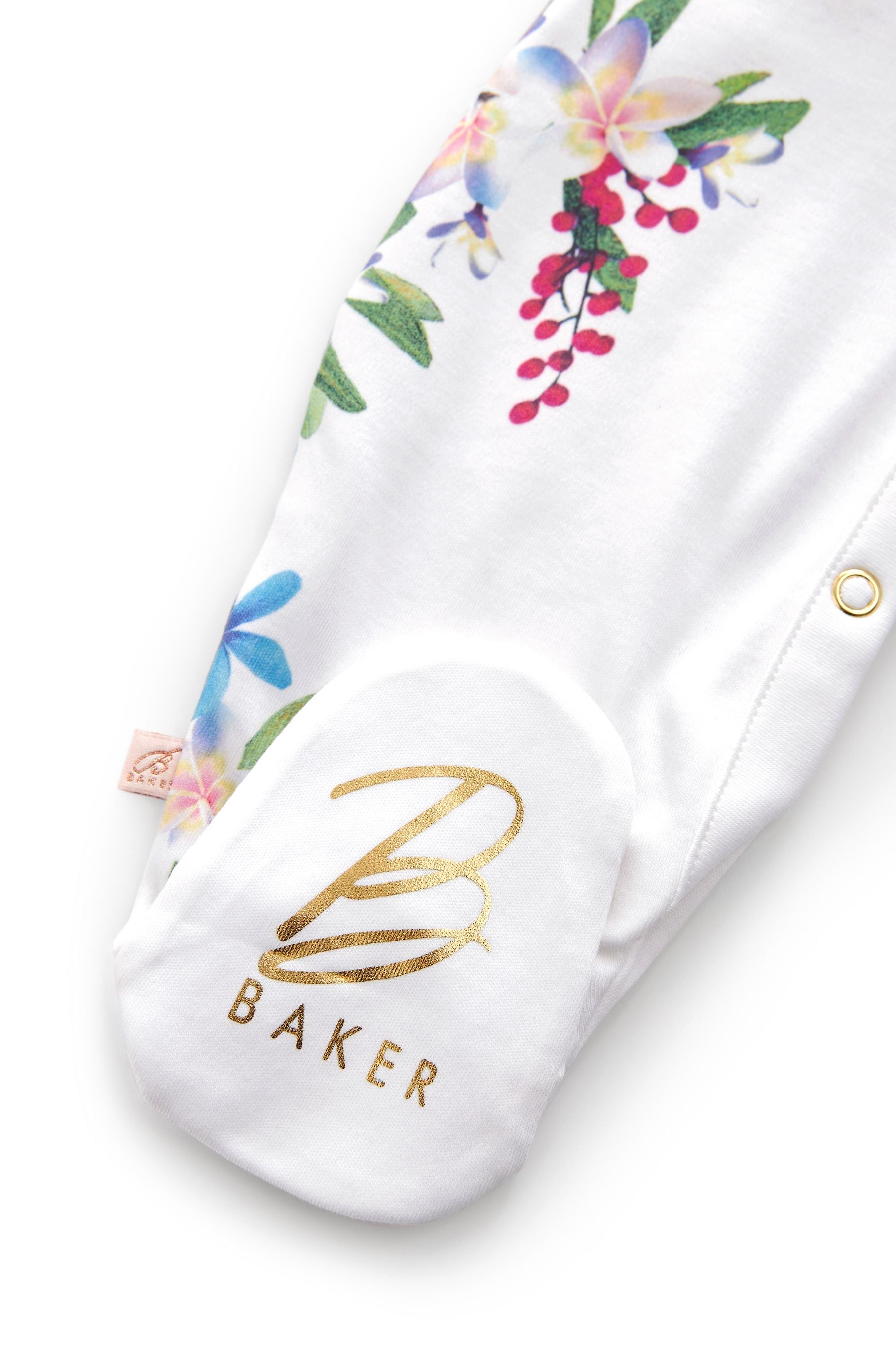 Baker by Ted Baker Mirror Floral White Sleepsuit And Hat Set