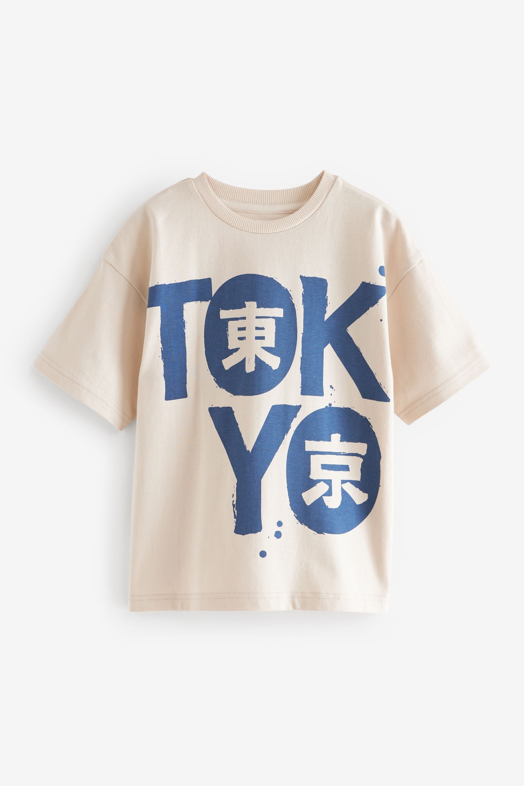 Natural Tokyo Back Print Oversized Fit Short Sleeve Graphic T-Shirt (3-16yrs)