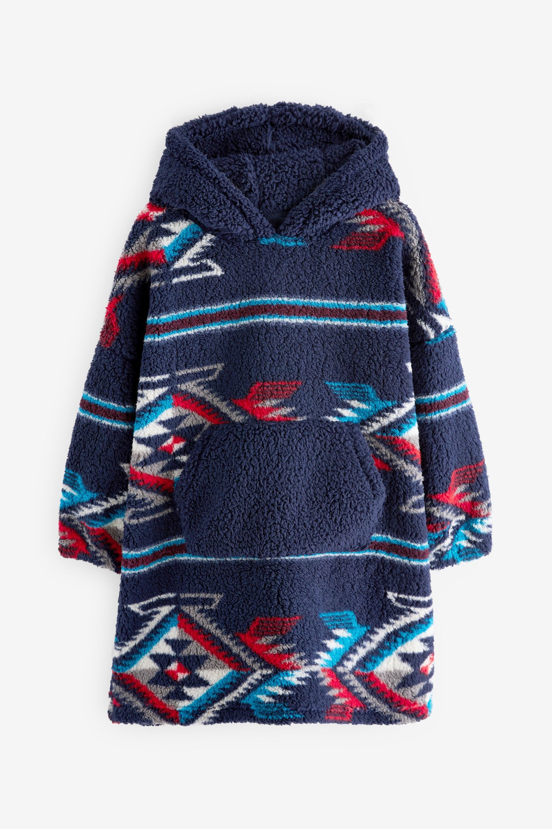 Navy Blue Aztec Print Hooded Blanket (3-16yrs)