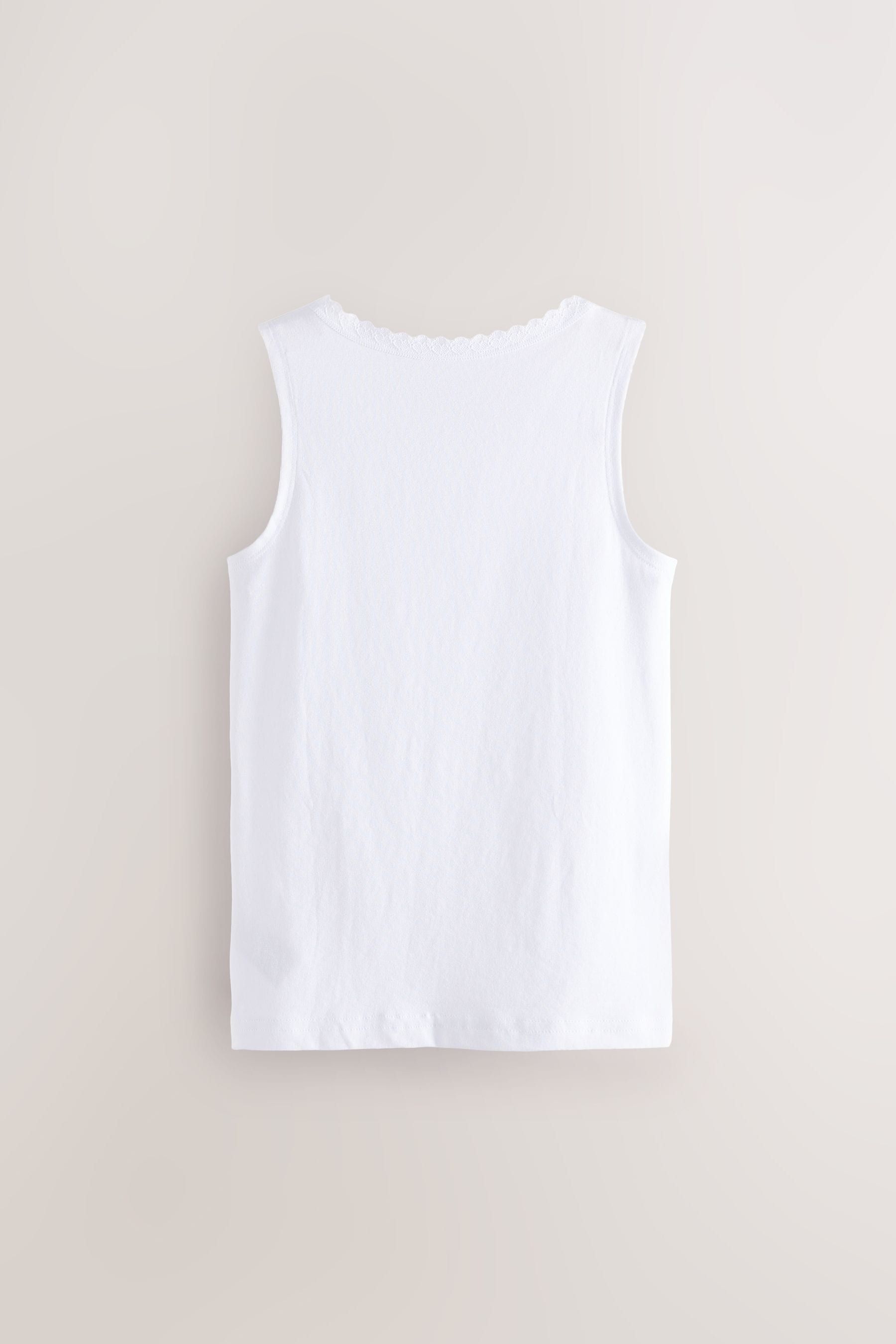 White 10 Pack Lace Trim Vest (1.5-16yrs)