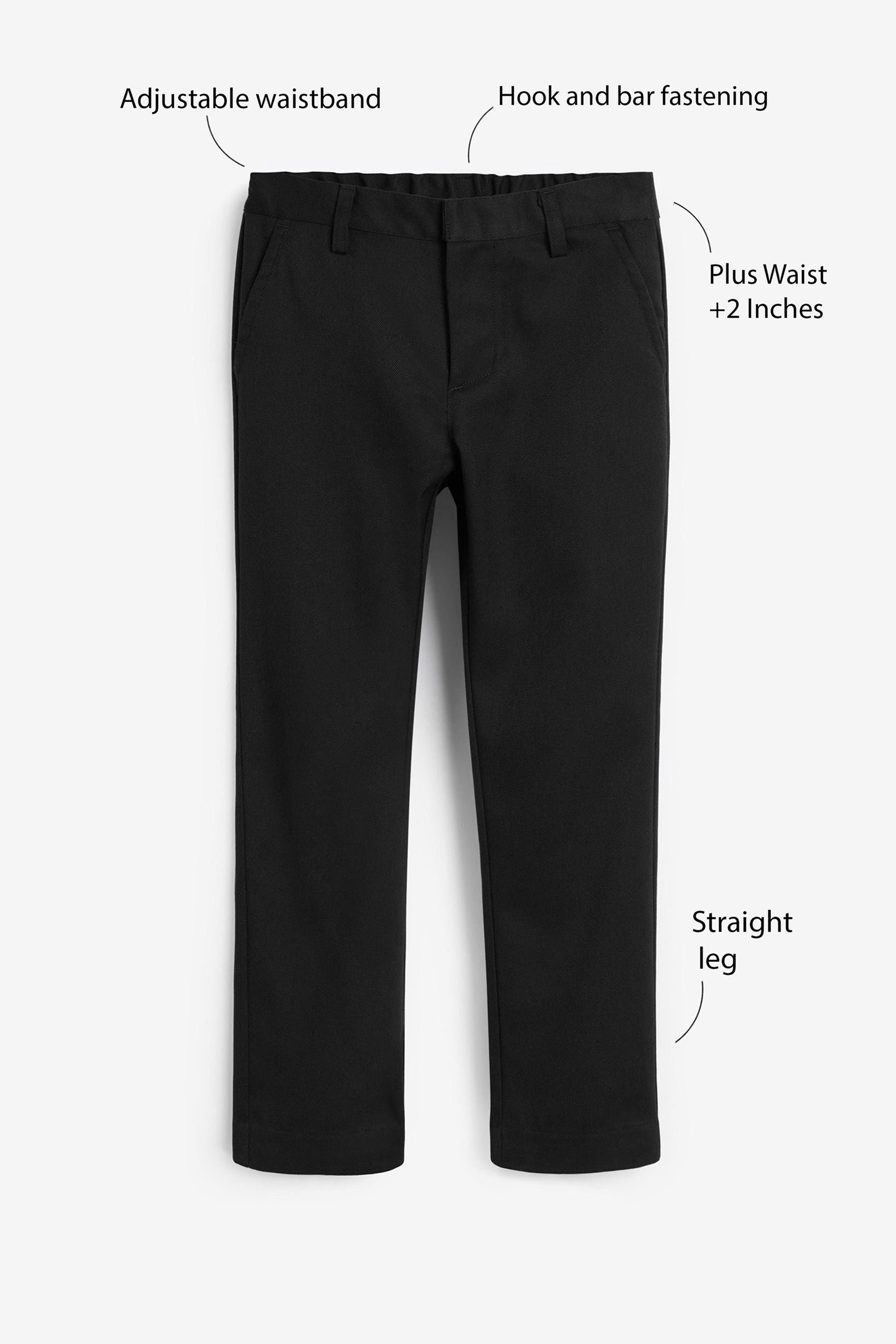 Black Slim Waist School Formal Straight Trousers (3-17yrs)