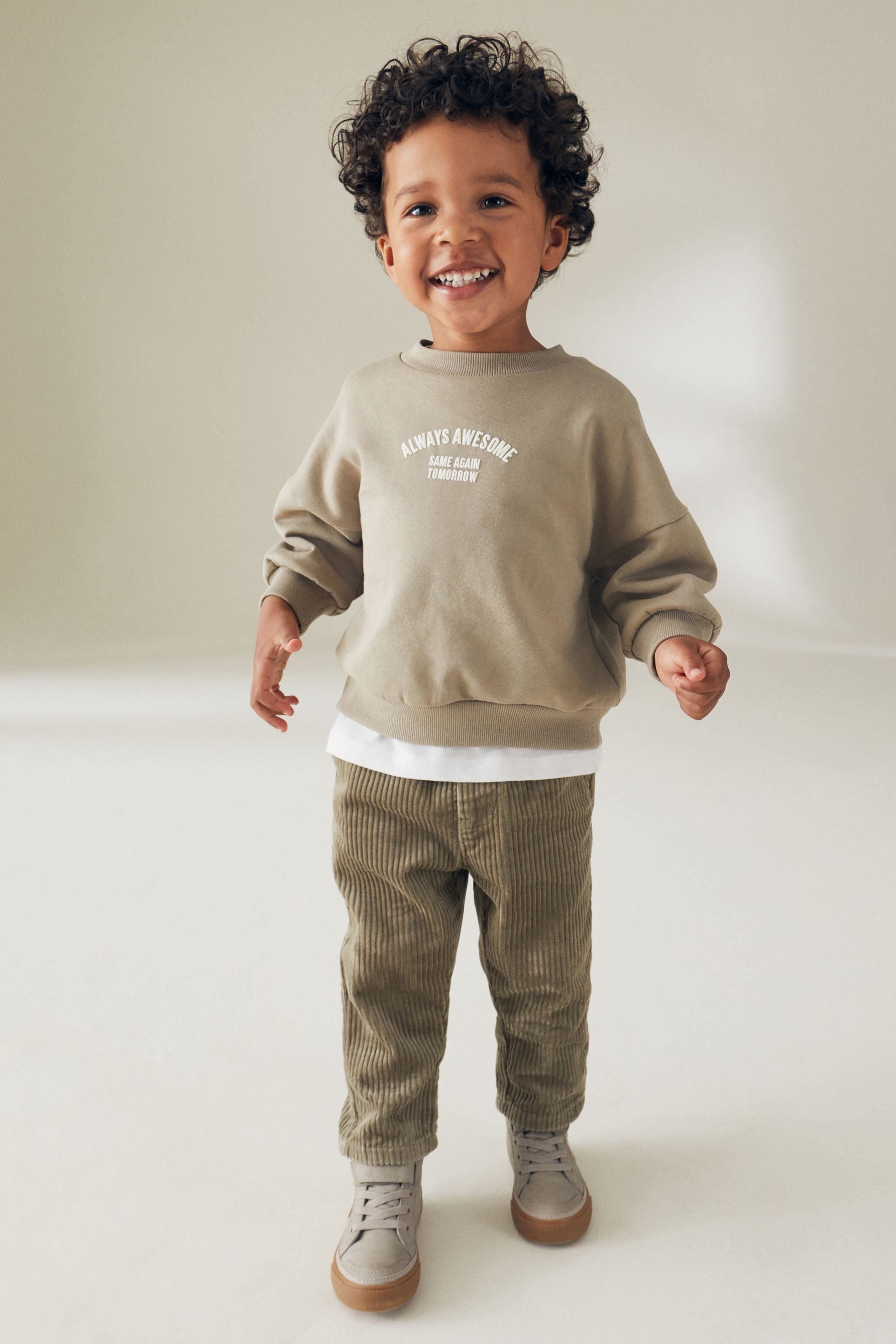 Sage Green Corduroy Pull On 100% Cotton Trousers (3mths-7yrs)