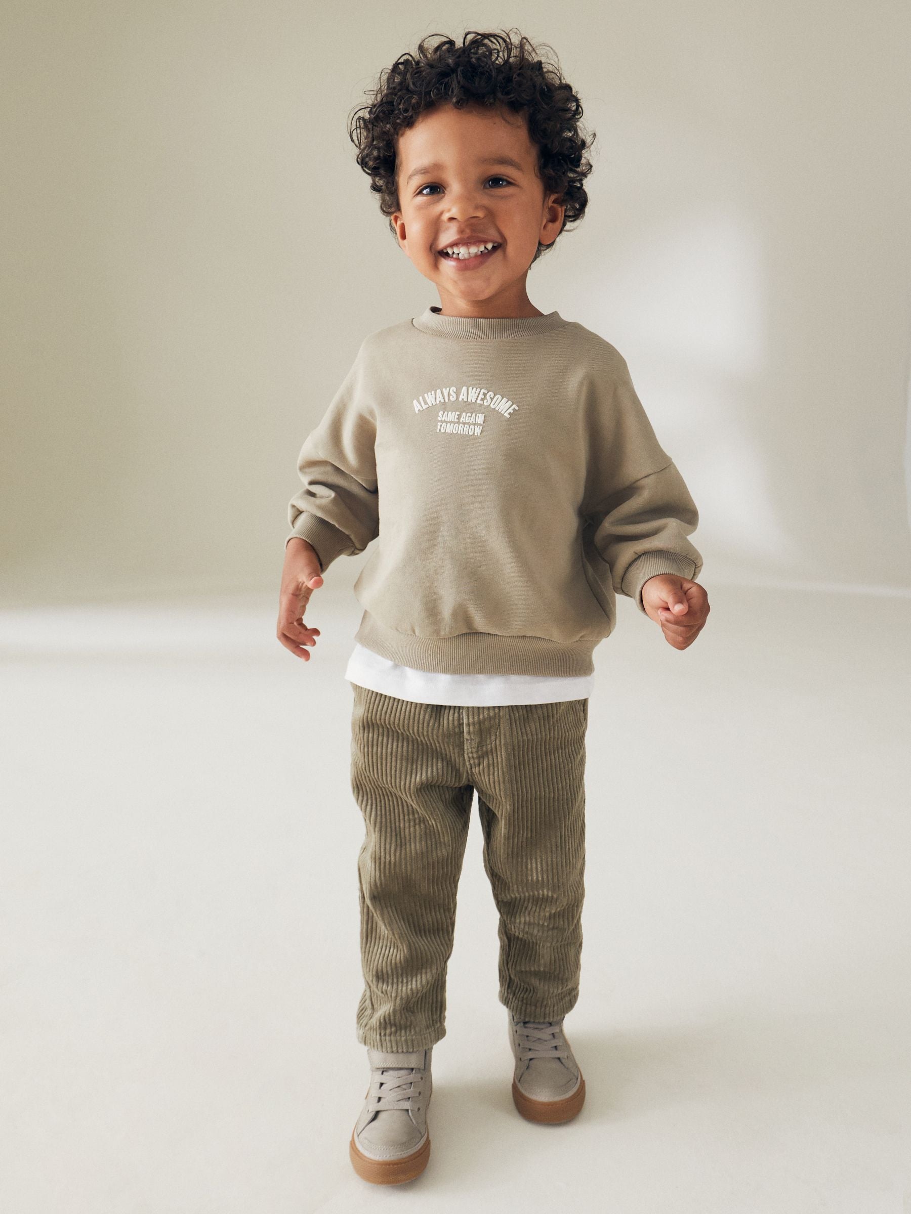 Sage Green Corduroy Pull On 100% Cotton Trousers (3mths-7yrs)