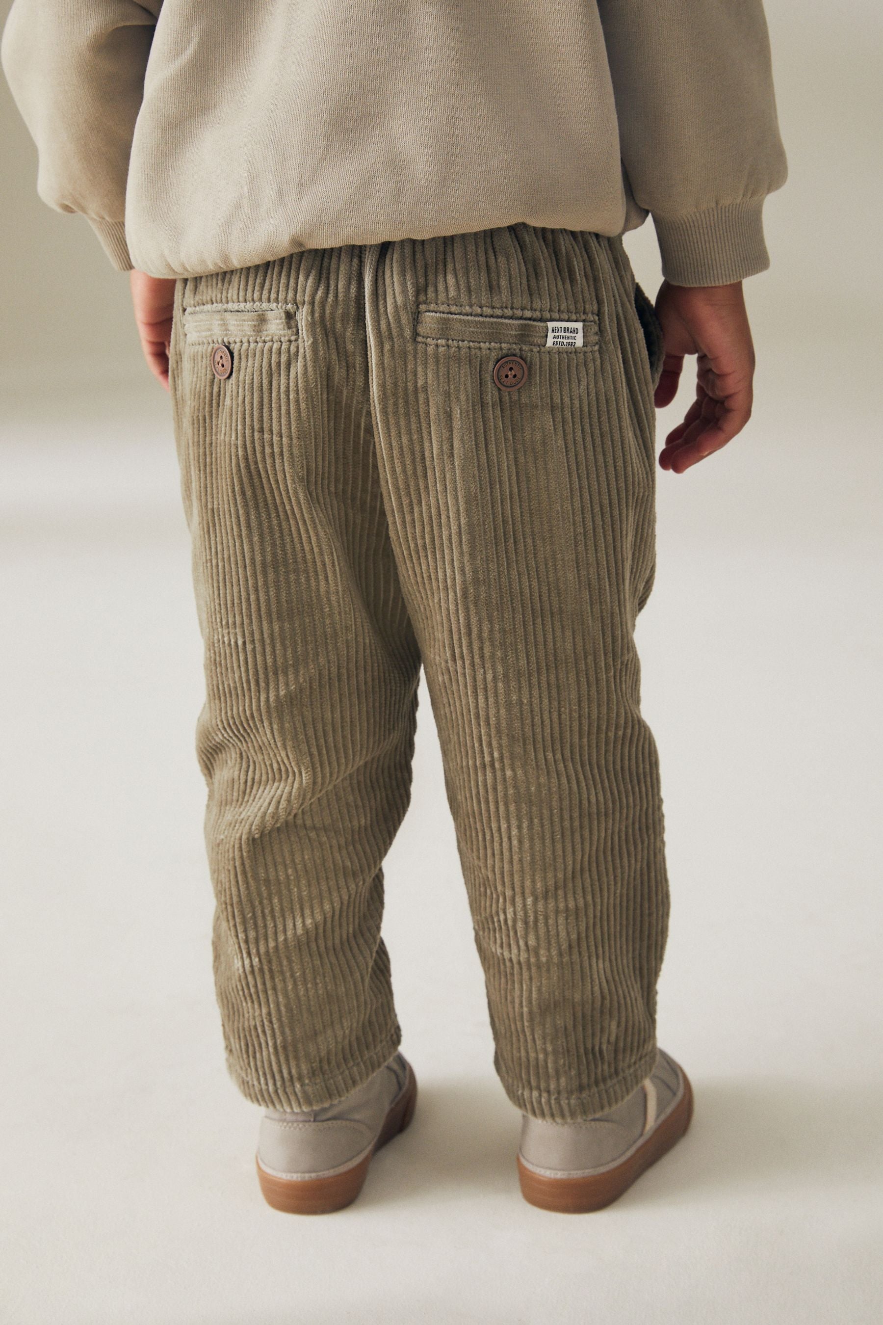 Sage Green Corduroy Pull On 100% Cotton Trousers (3mths-7yrs)