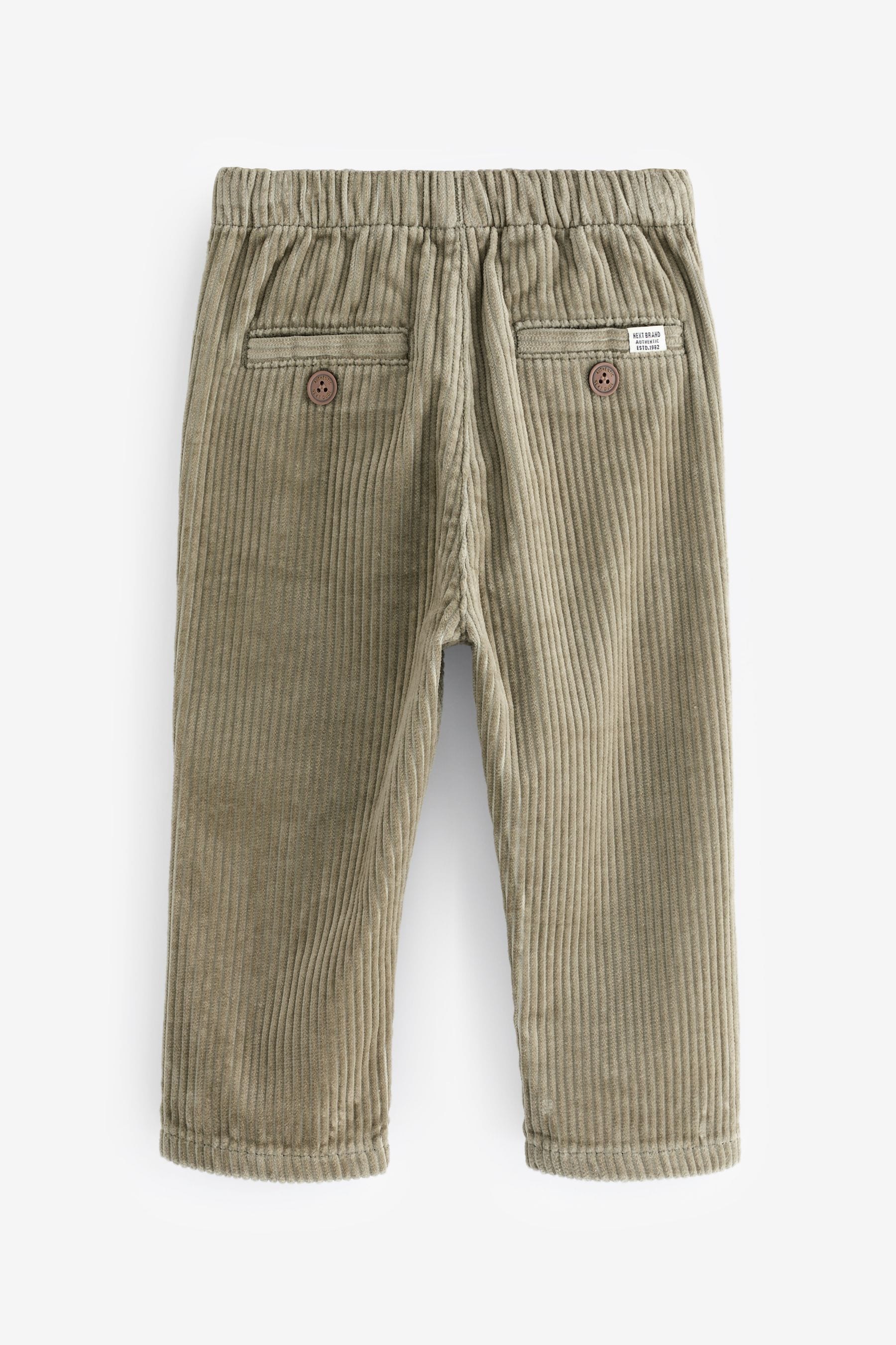 Sage Green Corduroy Pull On 100% Cotton Trousers (3mths-7yrs)