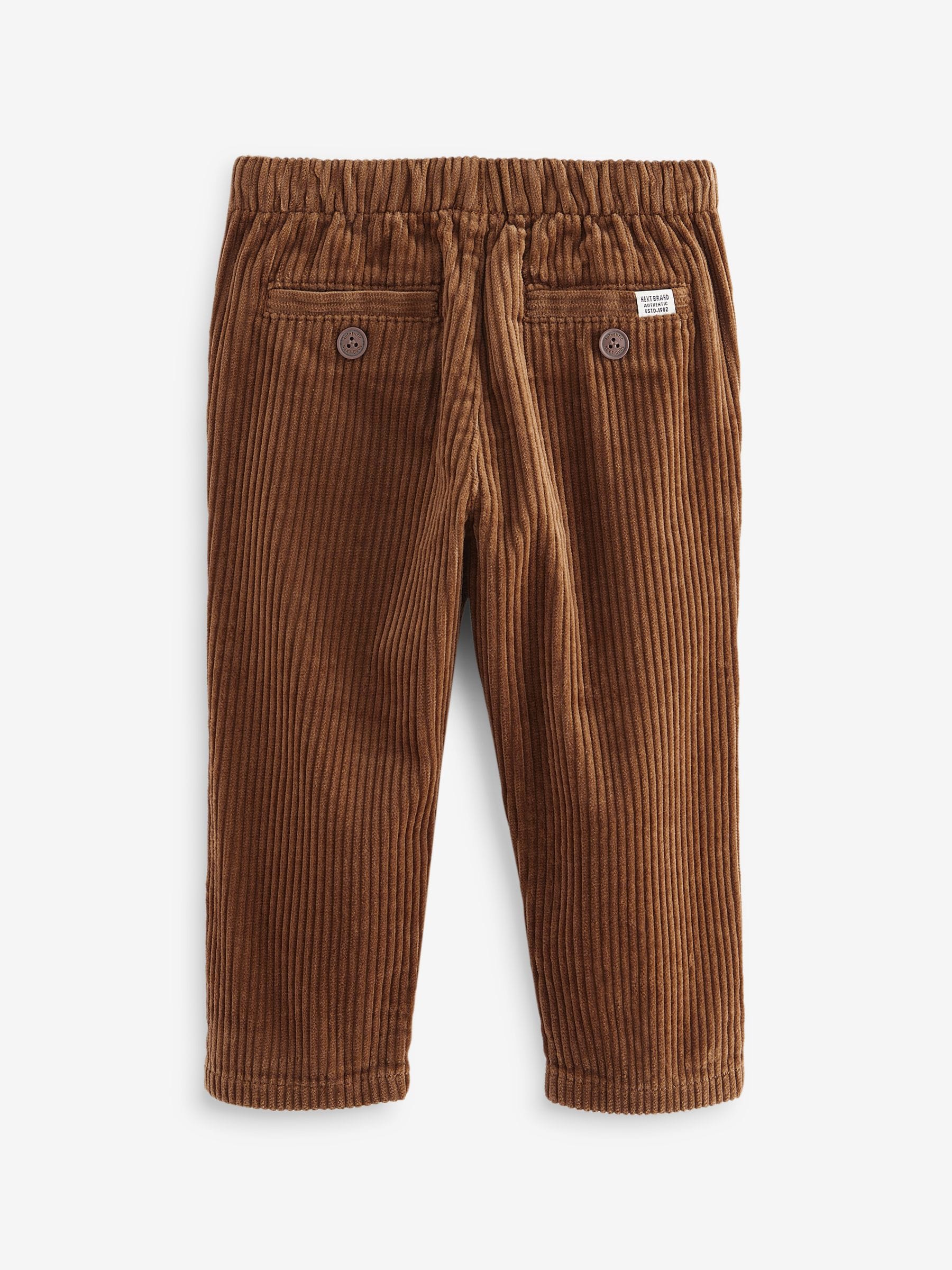 Tan Brown Corduroy Pull On 100% Cotton Trousers (3mths-7yrs)