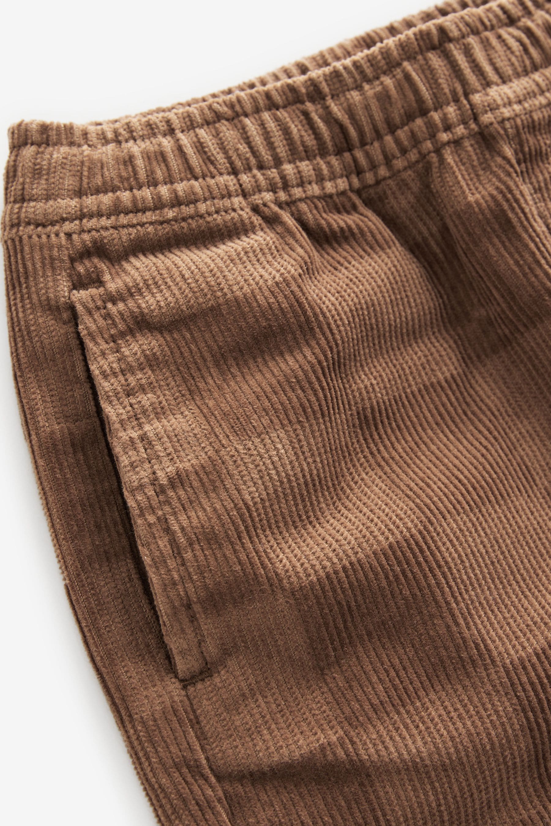 Tan Brown Check Corduroy Pull On 100% Cotton Trousers (3mths-7yrs)