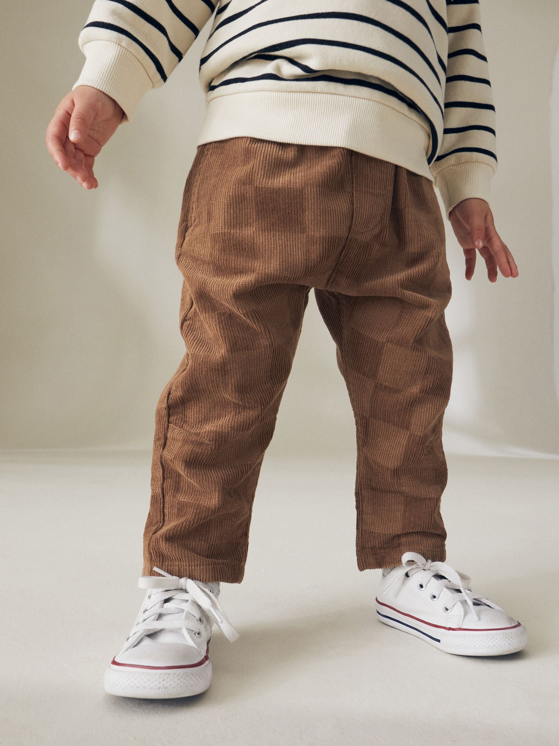 Tan Brown Check Corduroy Pull On 100% Cotton Trousers (3mths-7yrs)