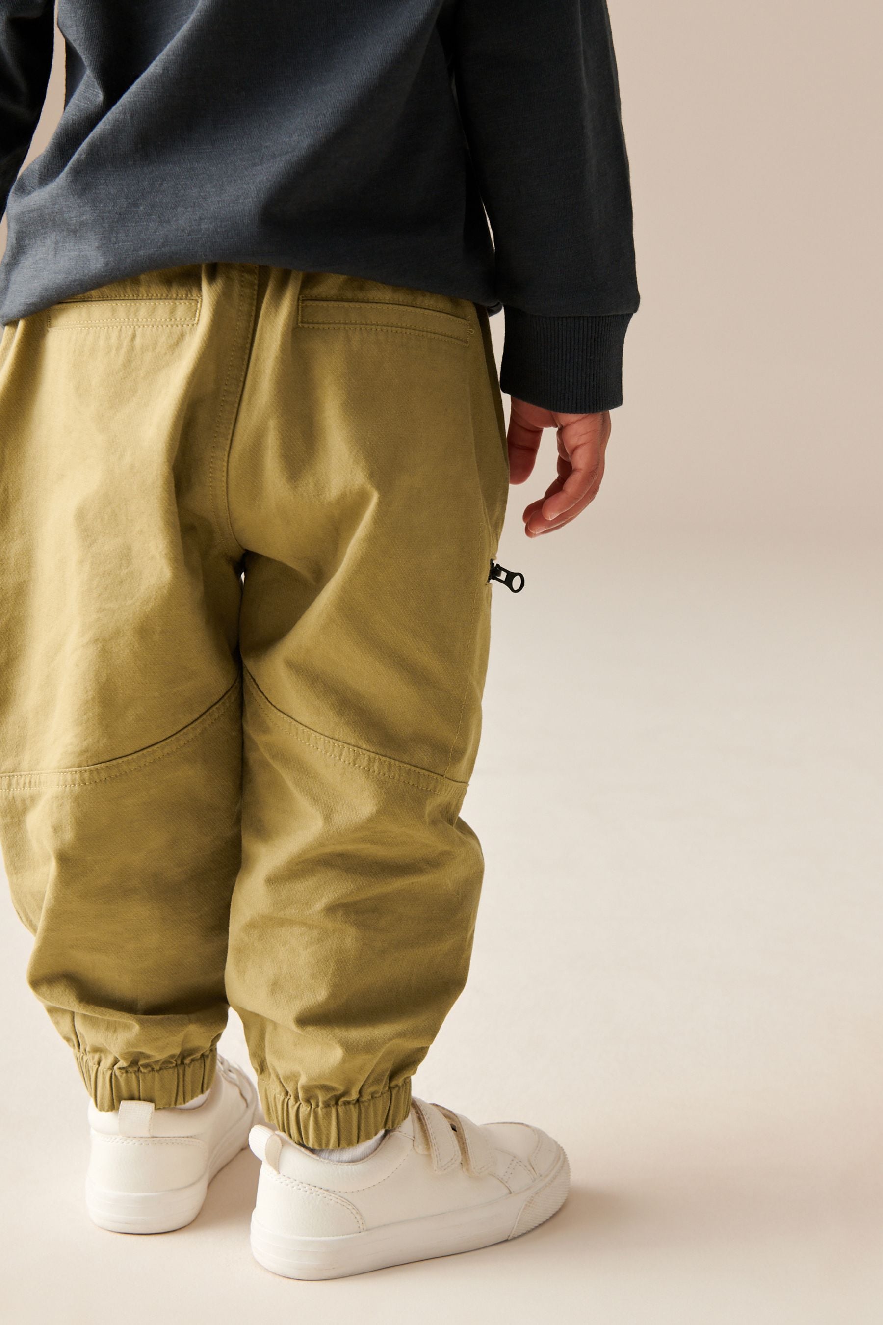 Tan Brown Seam Detail 100% Cotton Cargo Trousers (3mths-7yrs)