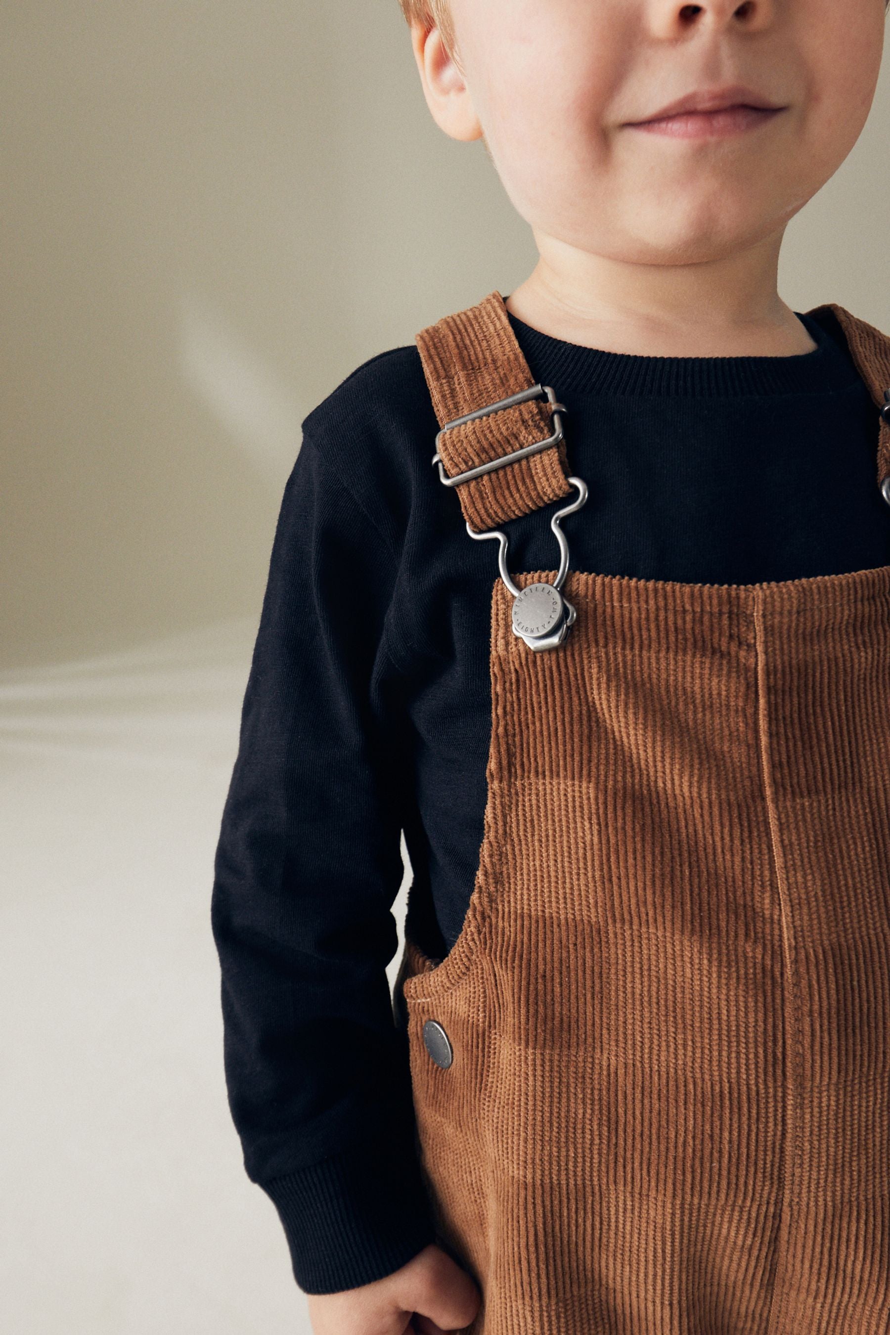 Tan Brown Corduroy Checkerboard 100% Cotton Dungaree (3mths-7yrs)