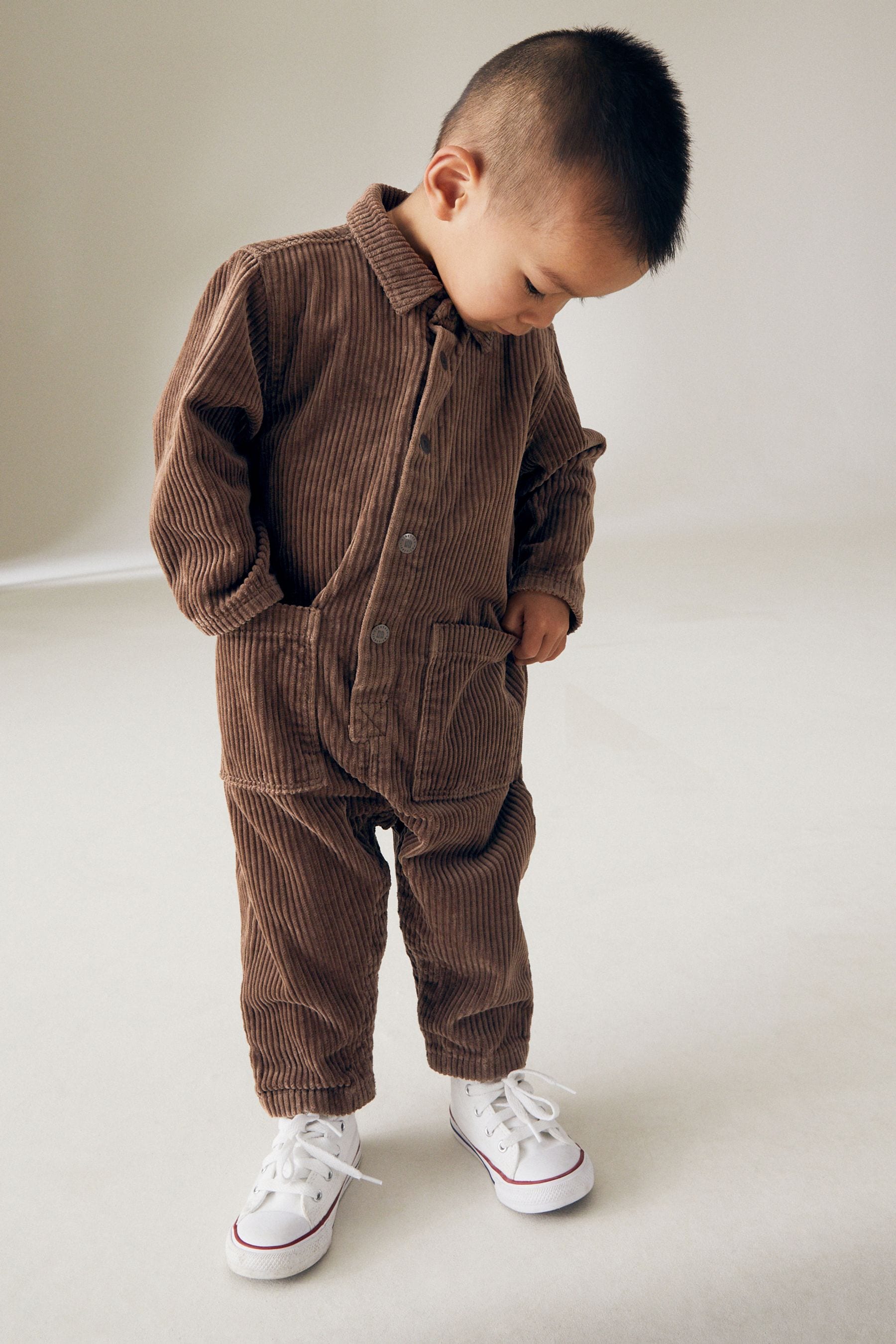 Soft Brown Corduroy 100% Cotton Boilersuit (3mths-5yrs)