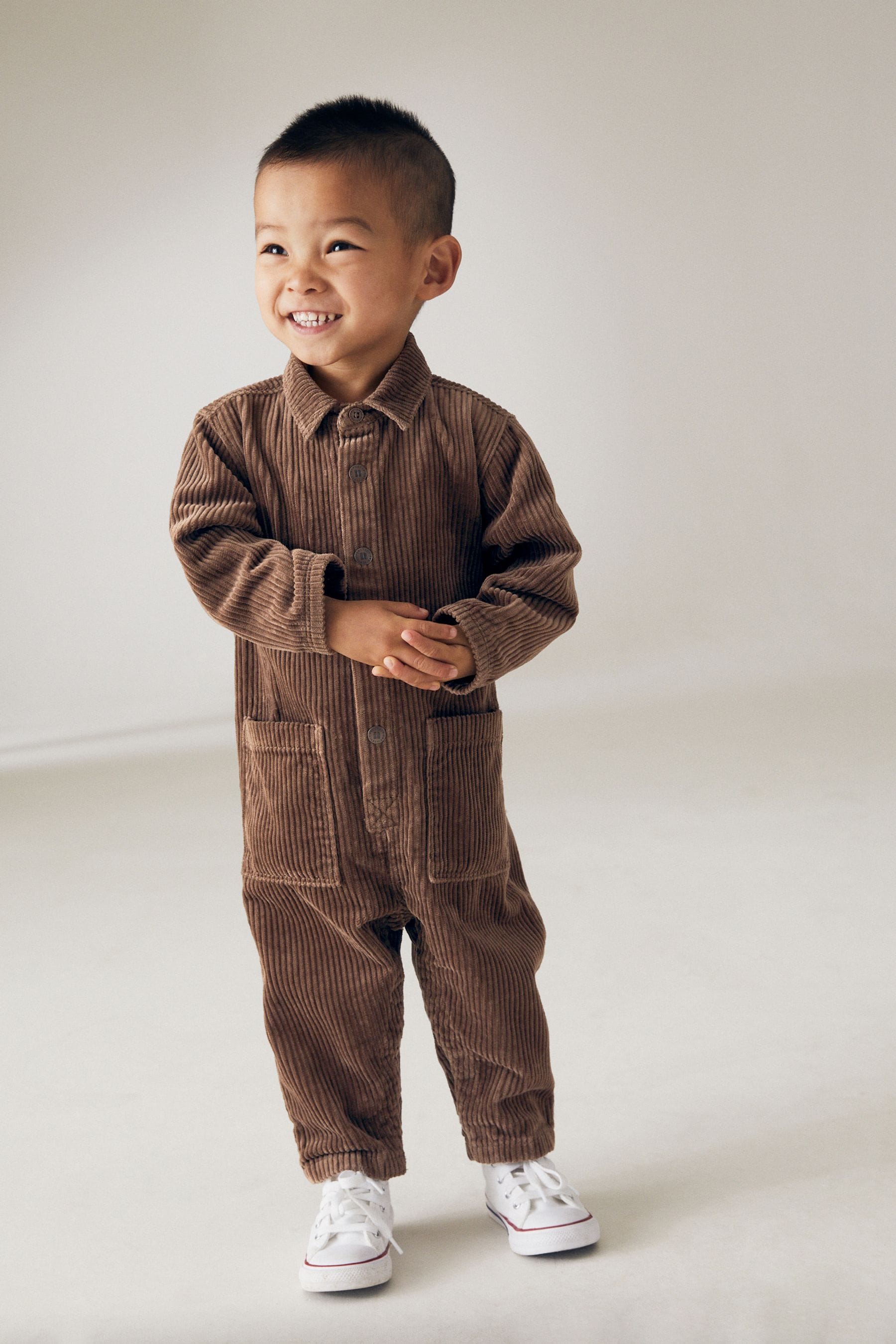 Soft Brown Corduroy 100% Cotton Boilersuit (3mths-5yrs)