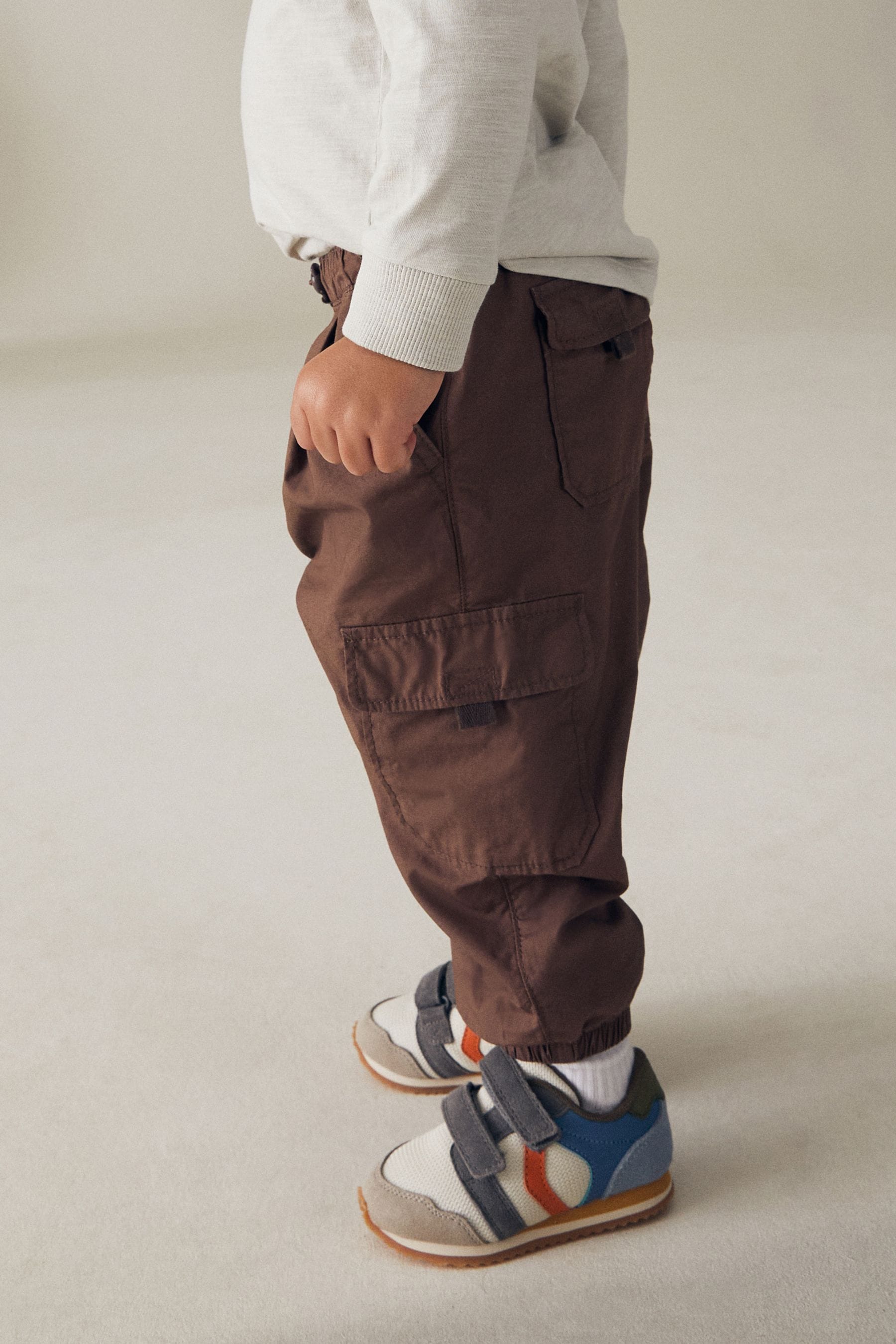 Brown Lined Baggy Cargo Trousers with Toggle (3mths-7yrs)