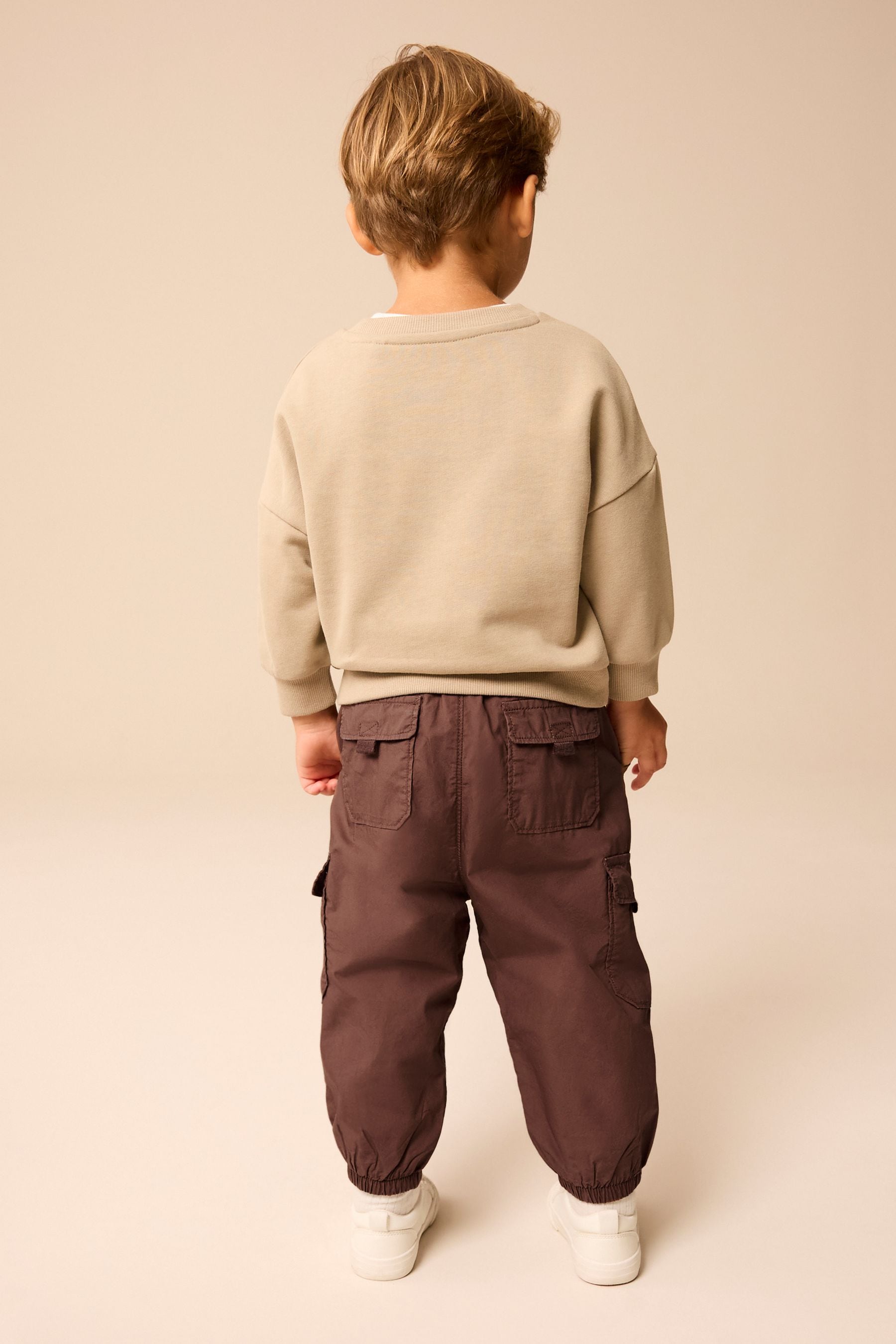 Brown Lined Baggy Cargo Trousers with Toggle (3mths-7yrs)