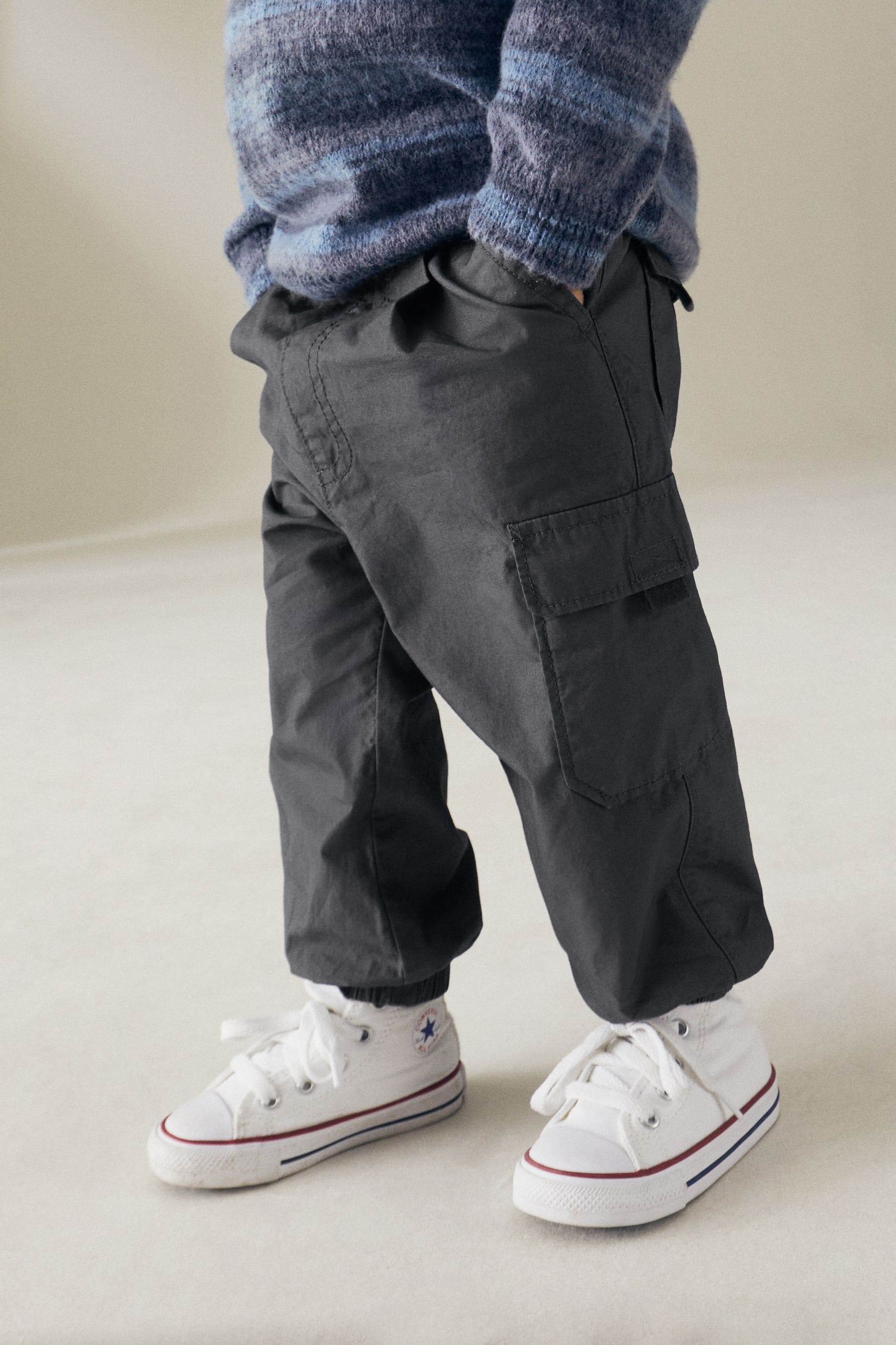 Charcoal Grey Toggle Lined Cargo Trousers (3mths-7yrs)