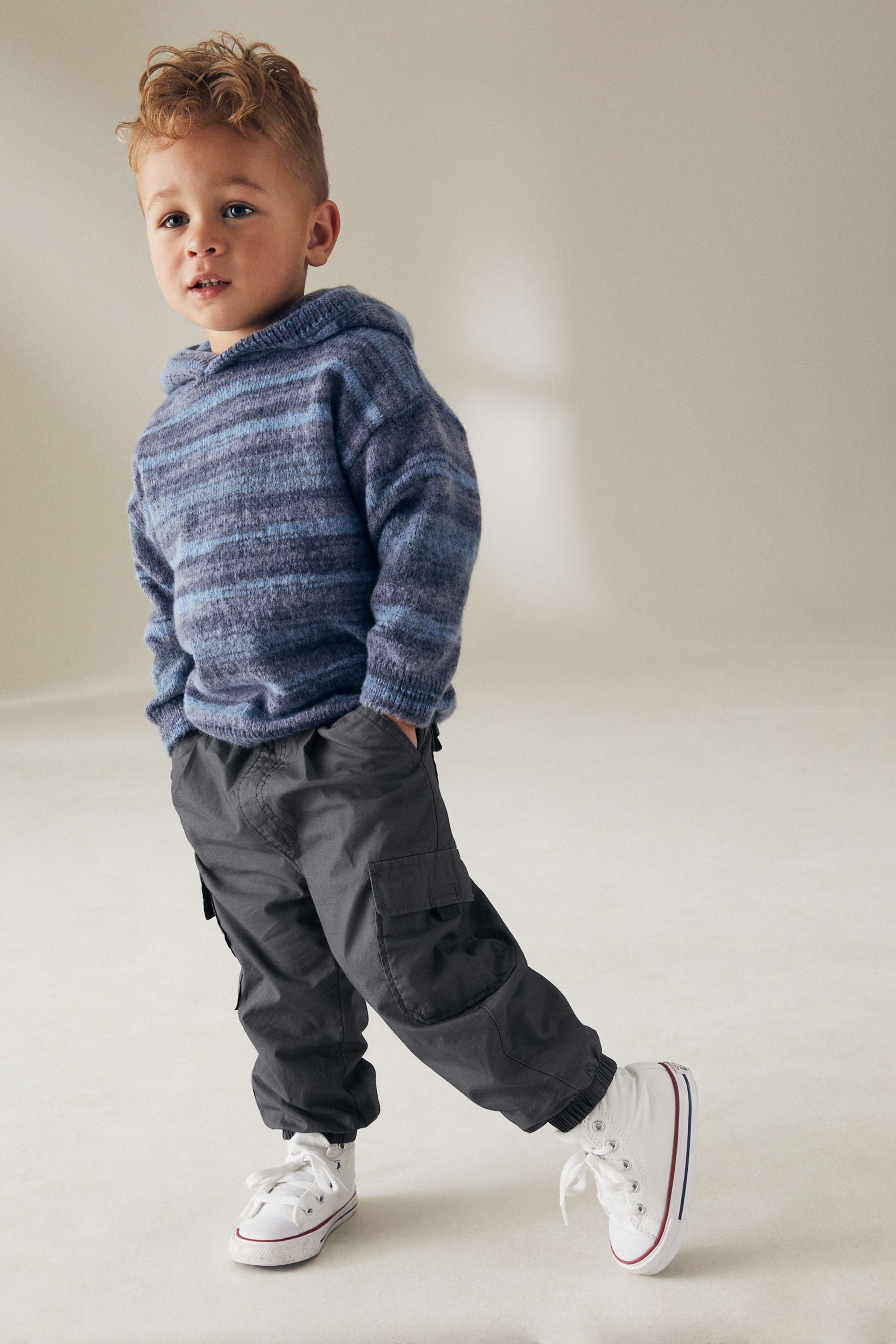 Charcoal Grey Toggle Lined Cargo Trousers (3mths-7yrs)