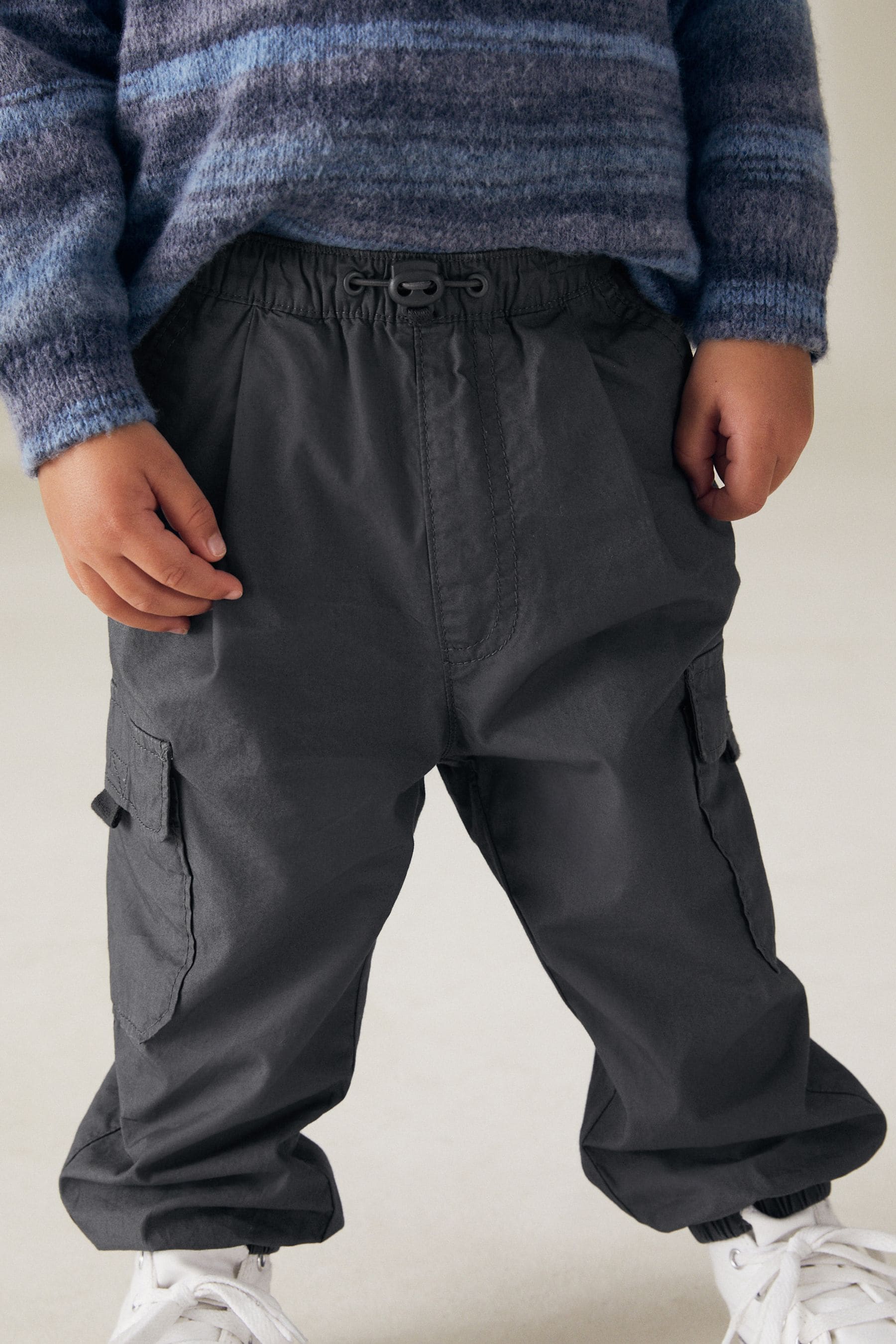 Charcoal Grey Lined Baggy Cargo Trousers with Toggle (3mths-7yrs)