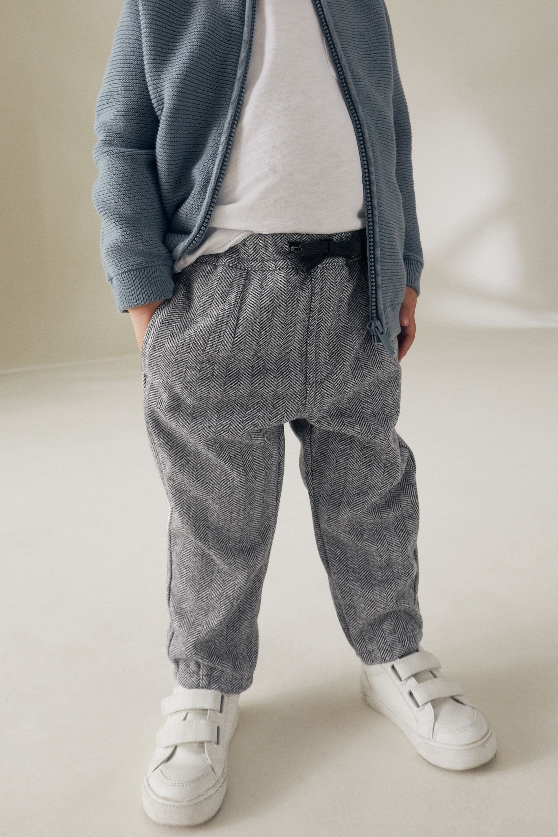 Grey Dogtooth Cosy Pull On Smart Trousers (3mths-7yrs)