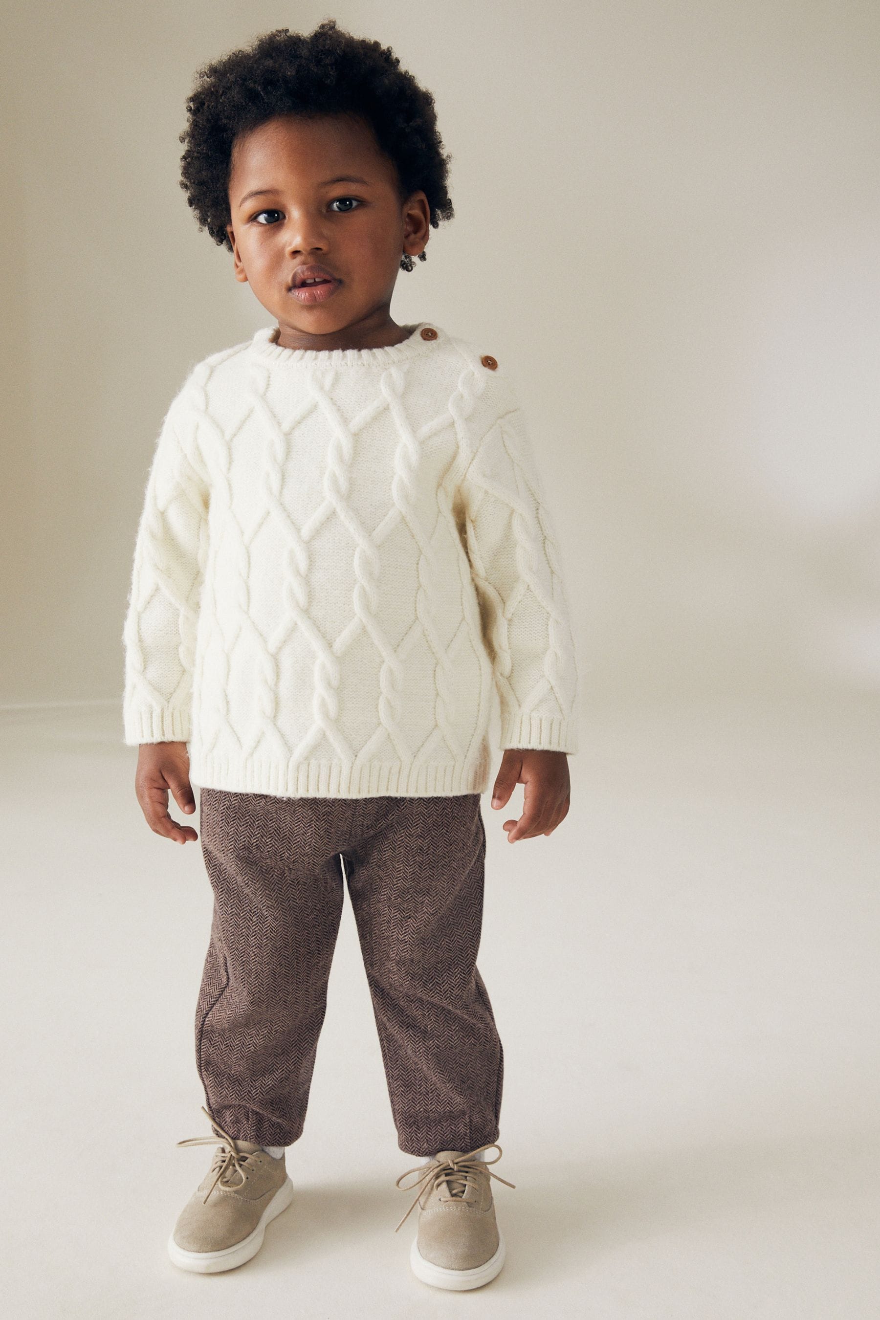 Brown Cosy Pull On Smart Trousers (3mths-7yrs)